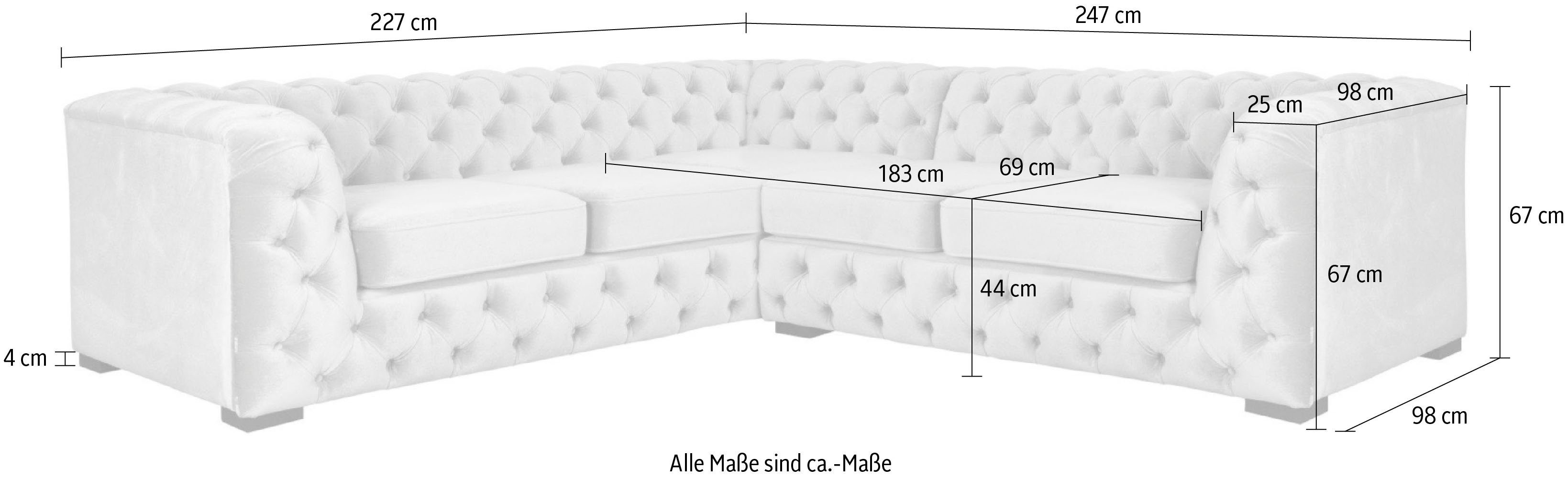 Guido Maria Kretschmer Home&Living Chesterfield-bank KALINA L-vorm hoogwaardig chesterfield design, zeer hoogwaardige afwerking