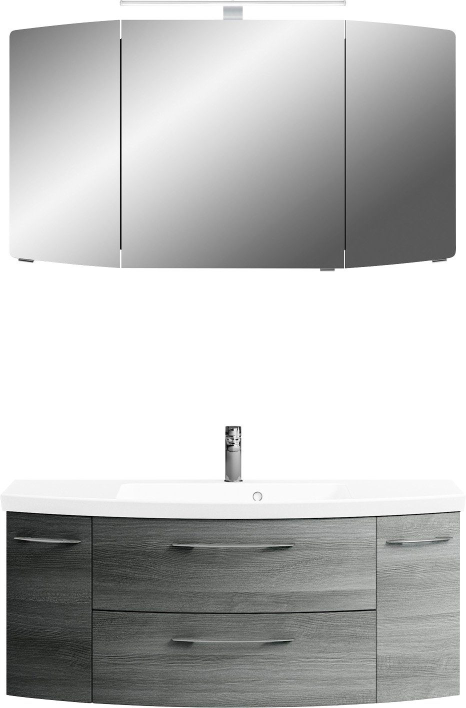 Saphir Badkamerserie Cassca sprint 2-delig mineraalmarmeren wastafel met led-spiegelkast (2-delig)