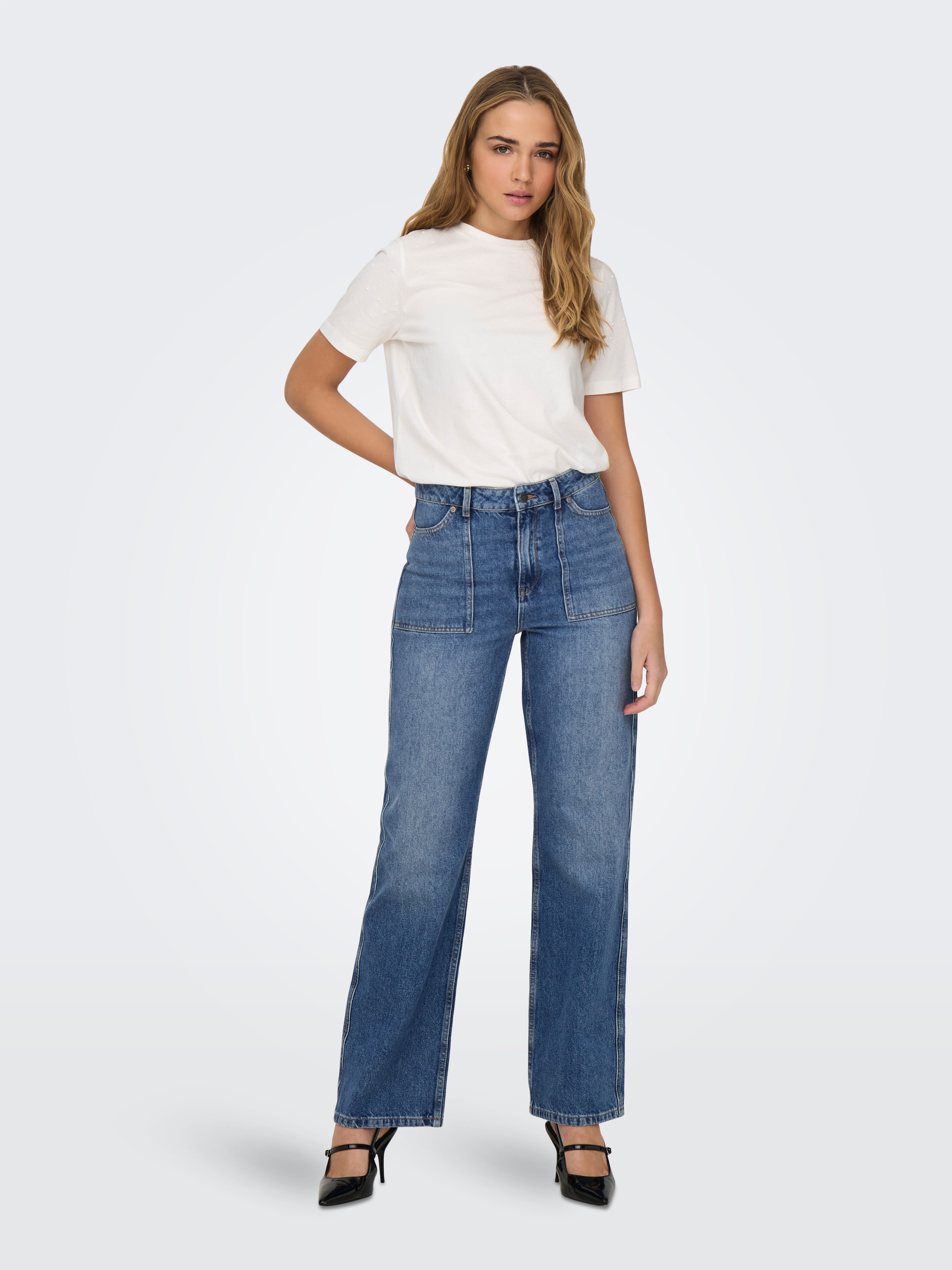 JDY High-waist jeans JDYMAYA HIGH WAIST WIDE JEANS DNM NOOS