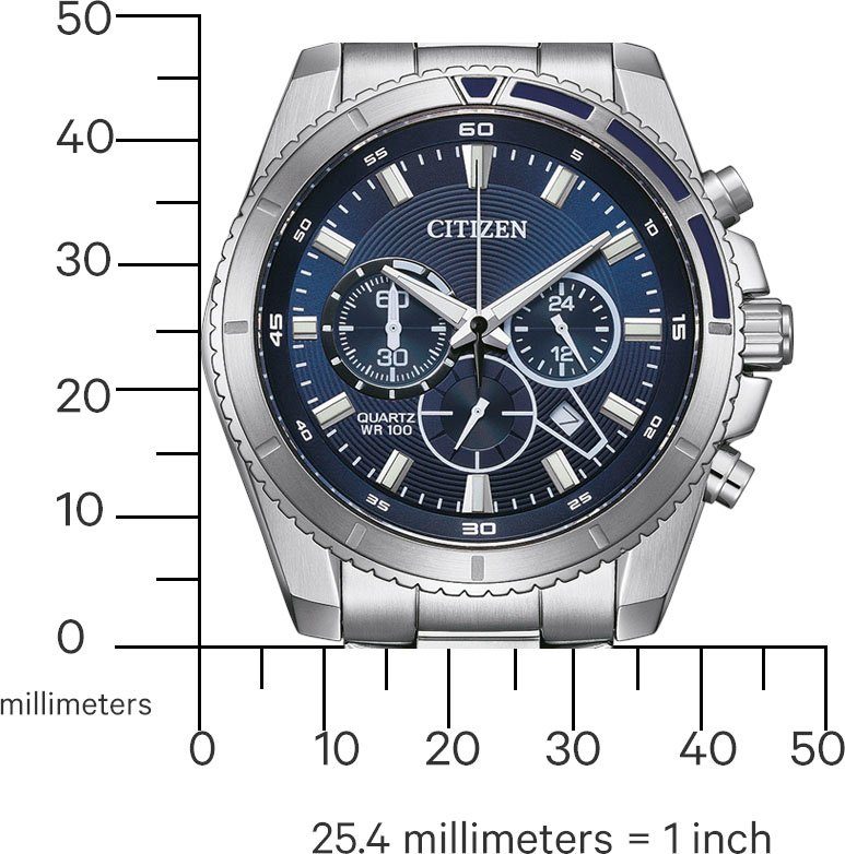 Citizen Chronograaf AN8200-50A Horloge, quartzhorloge, herenhorloge, stalen armband