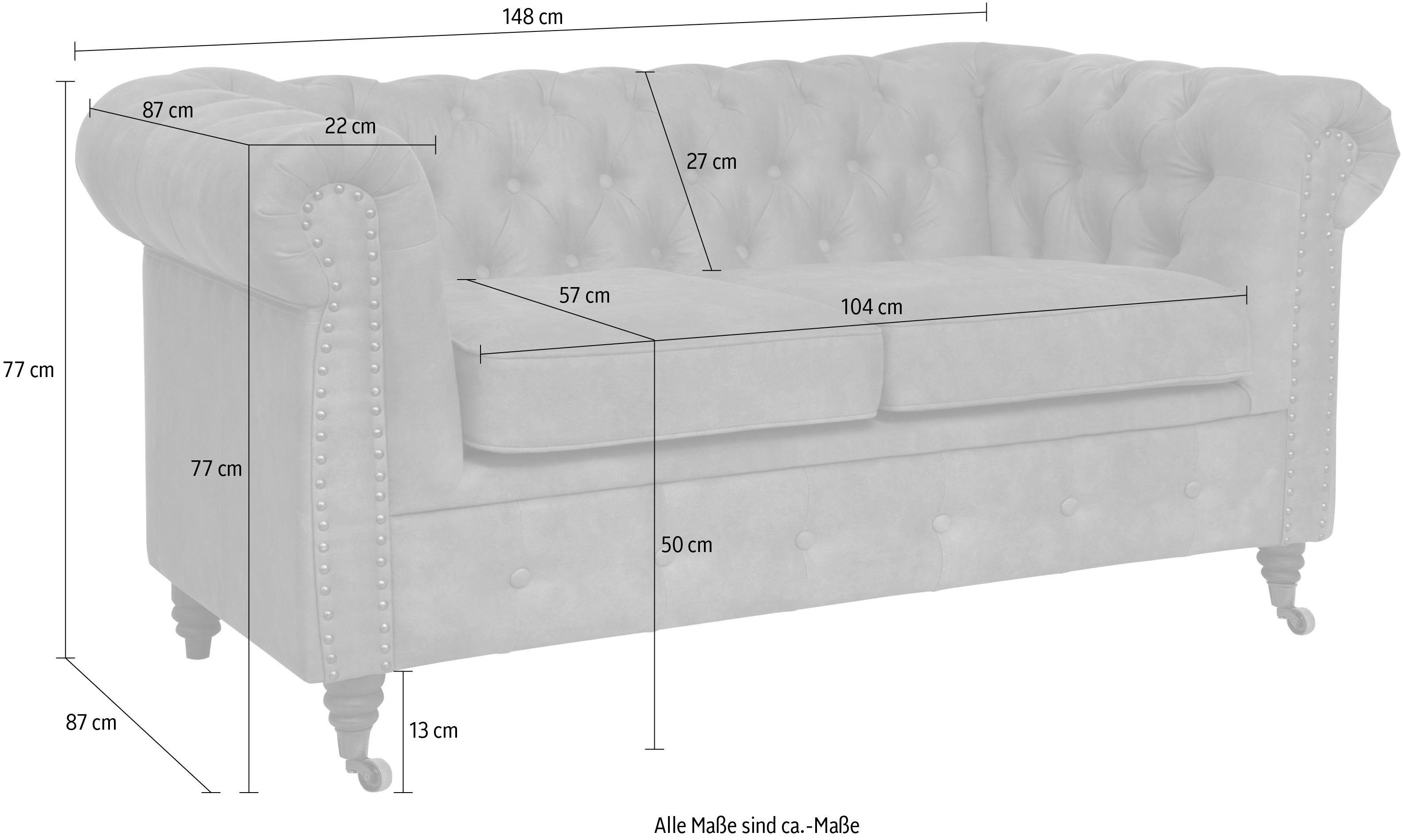 Home affaire Chesterfield-bank Aarburg luxueuze capitonnage en siernagels in chesterfield-design