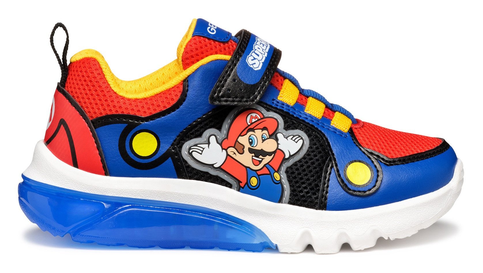 Geox Sneakers J CIBERDRON BOY lichtgevende schoen , retro sneaker, blink schoen met super mario motief