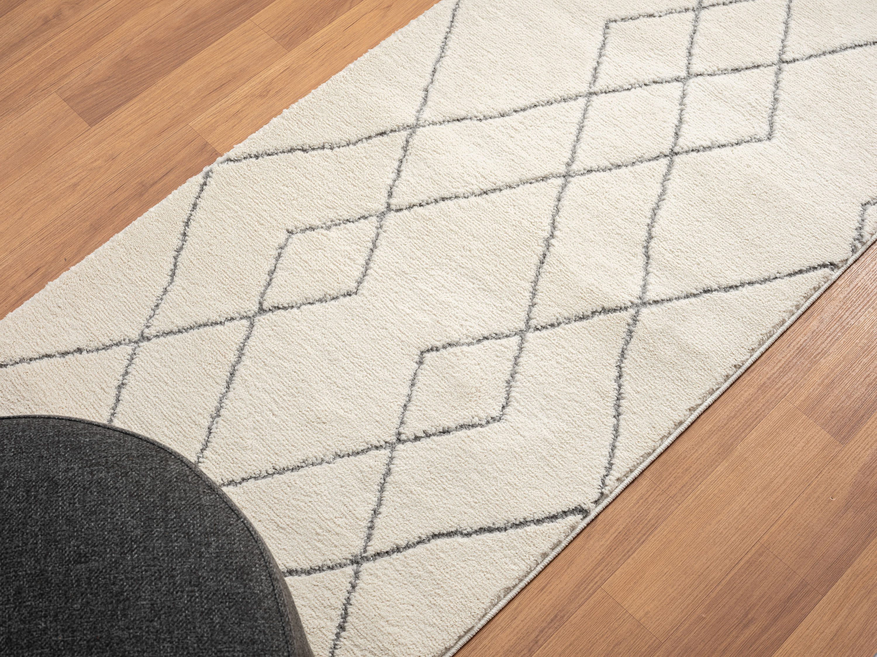 Myflair Möbel & Accessoires Hoogpolig vloerkleed Moroccan Design modern, marokkaans ontwerp, ruitenpatroon, zacht, met franjes