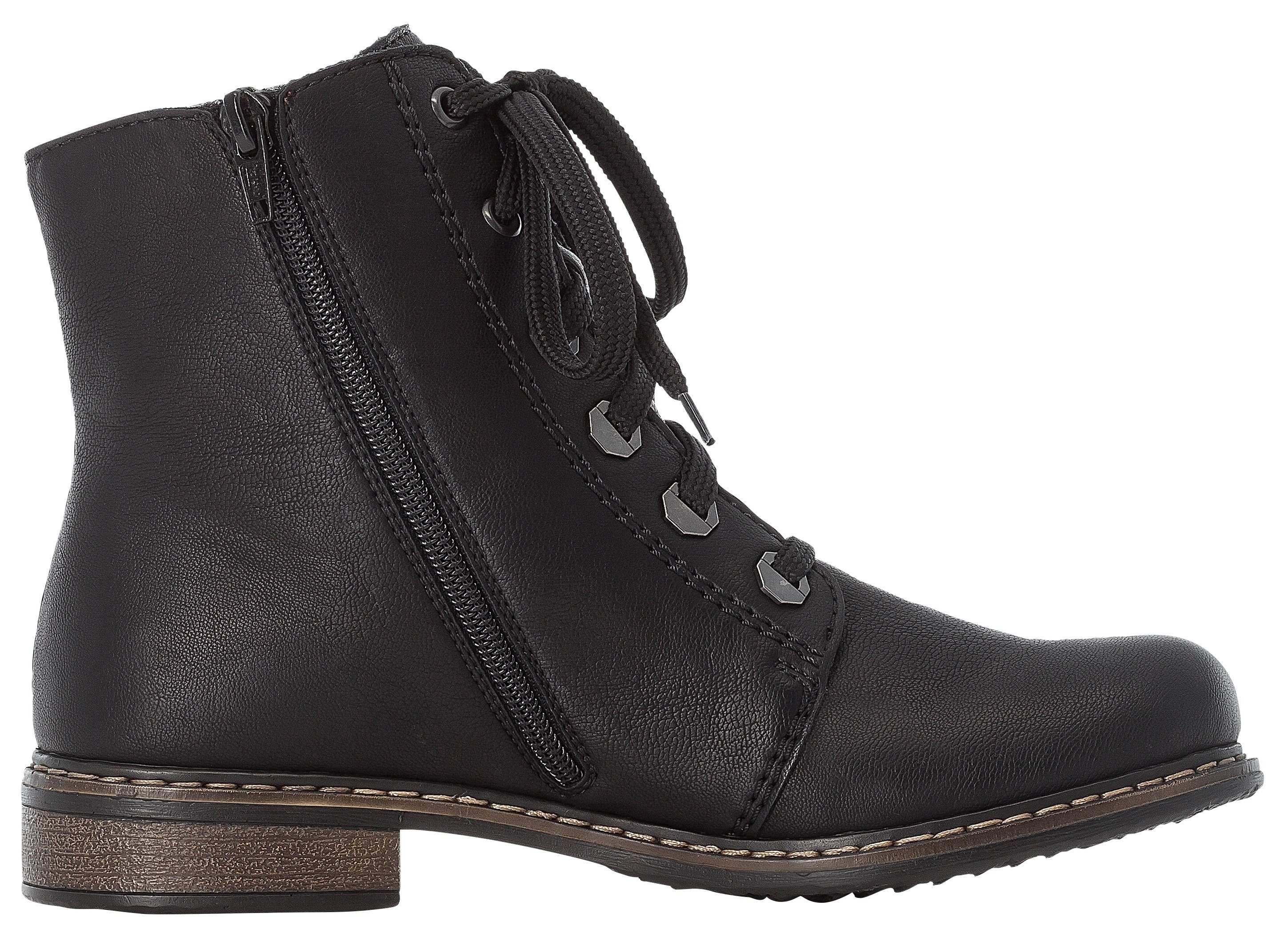 Rieker Hoge veterschoenen veterschoen, blokhak, met decoratieve rits aan de buitenkant