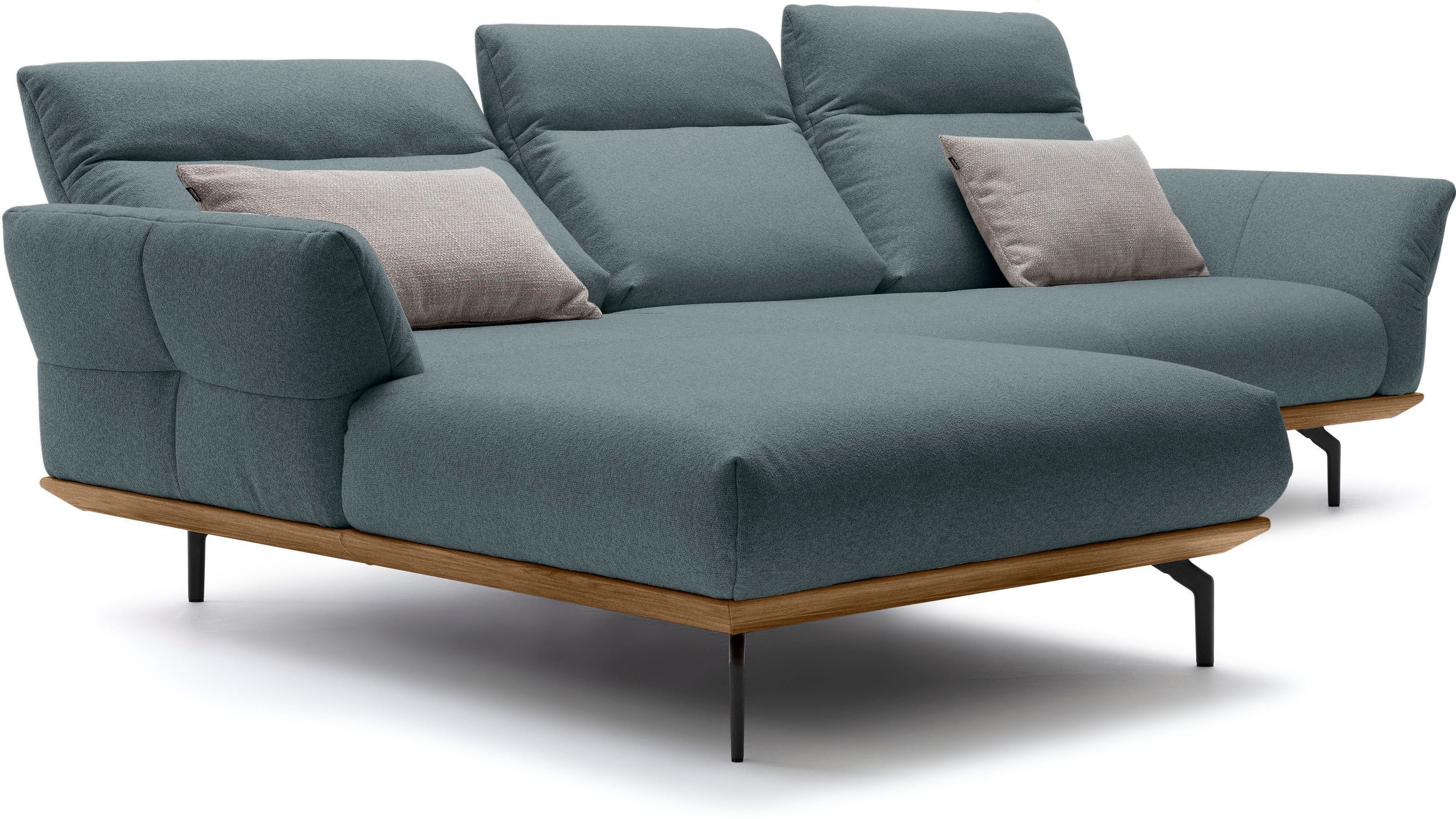 Creation BY ROLF BENZ Hoekbank CR.460 Sokkel in walnotenhout, onderstel in umbra grijs, breedte 298 cm