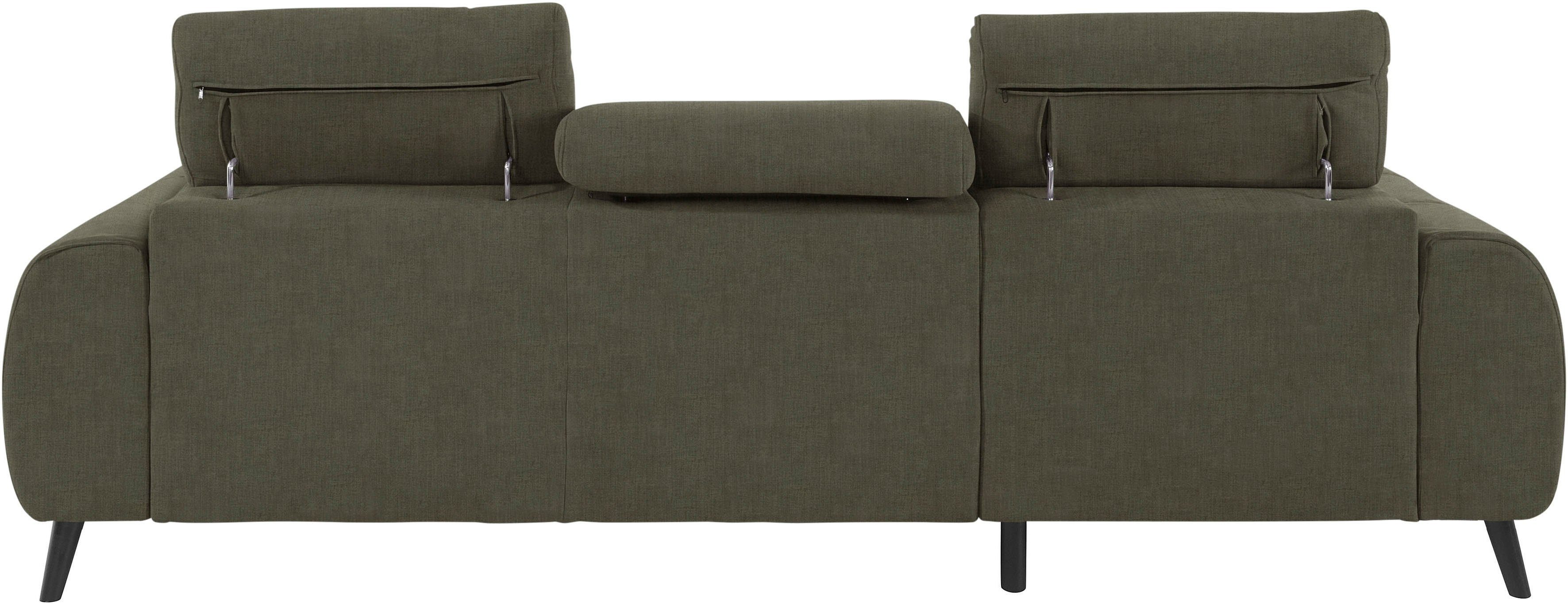 COTTA Hoekbank Mia L-vorm met 3 sierkussens keuze met bedfunctie, bedlade, verlichting & draadloze oplader