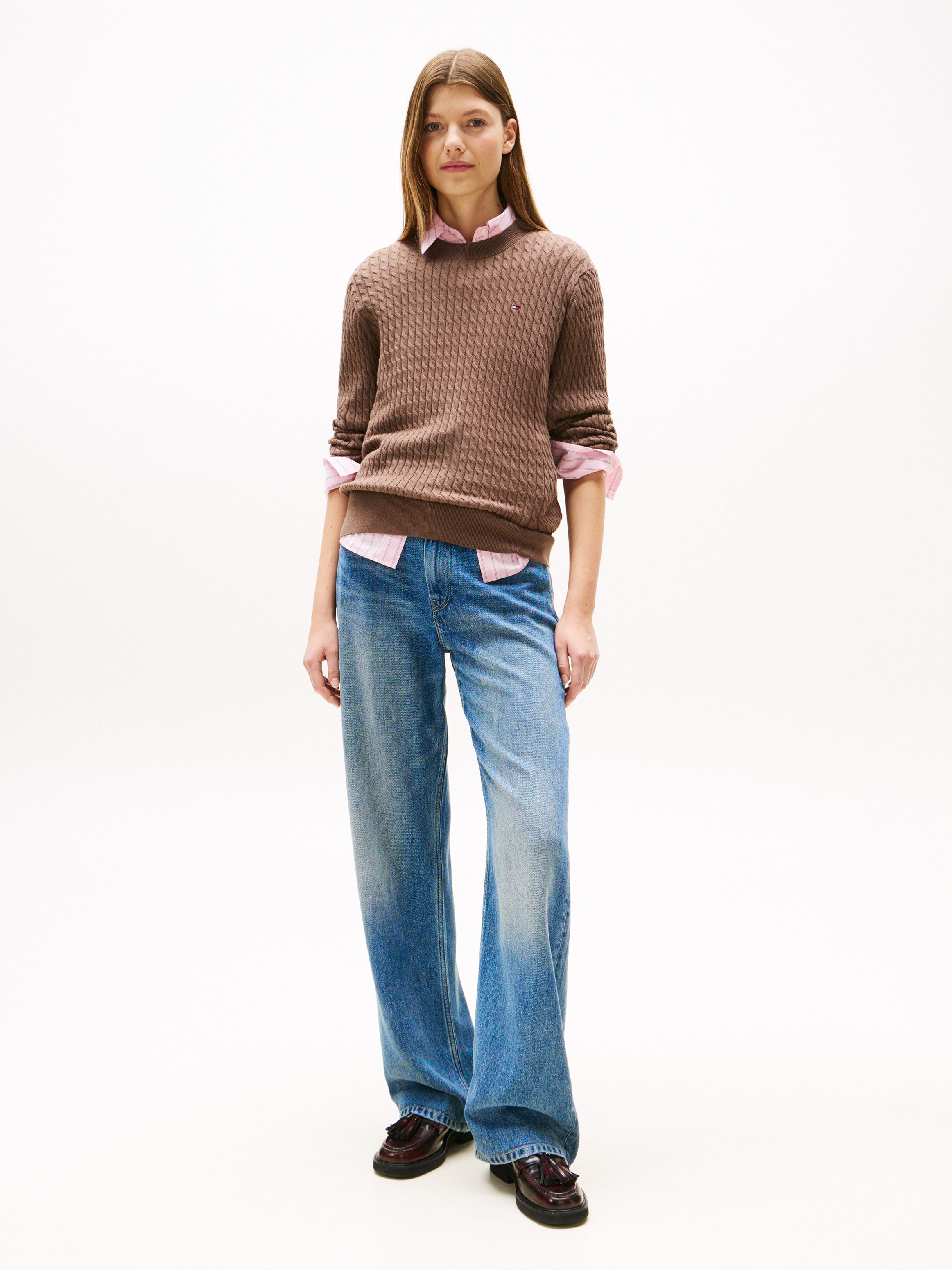 Tommy Hilfiger Trui met ronde hals CO CABLE C-NK LS SWEATER