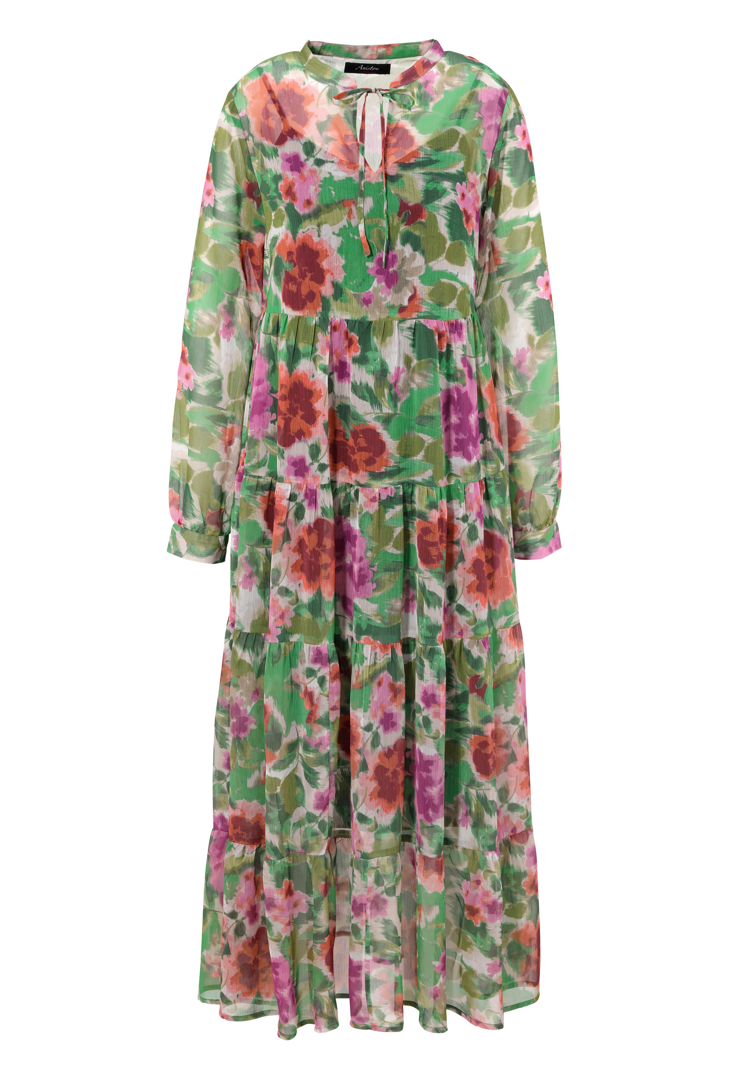 Aniston CASUAL Maxi-jurk met kleurharmonieuze bloemenprint in batik-look (Met jersey onderjurk)