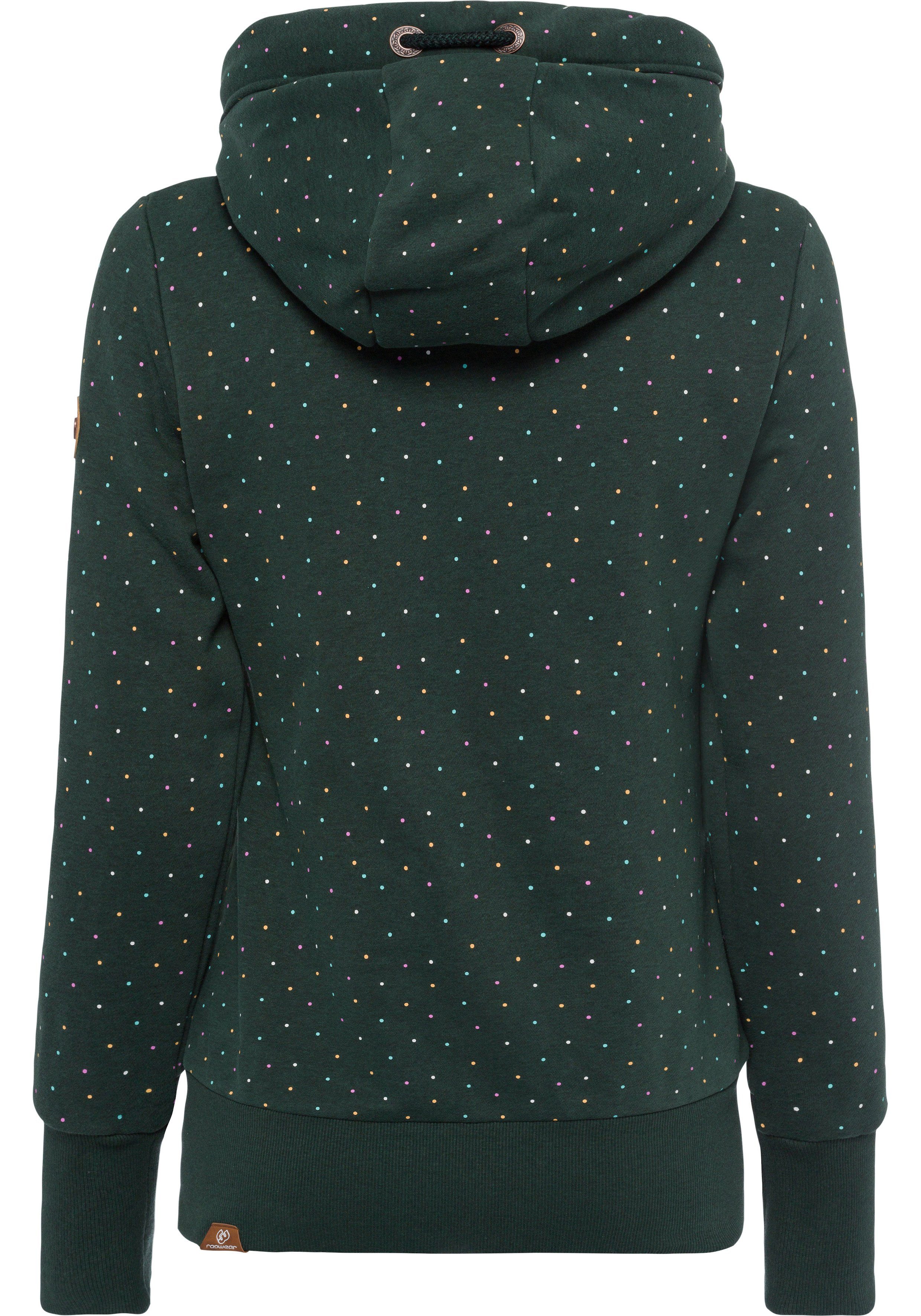 Ragwear Capuchonsweatvest NESKA DOTS MULTICOLOR ZIP O Jack met lange mouwen en veelkleurige, all-over stippenprint