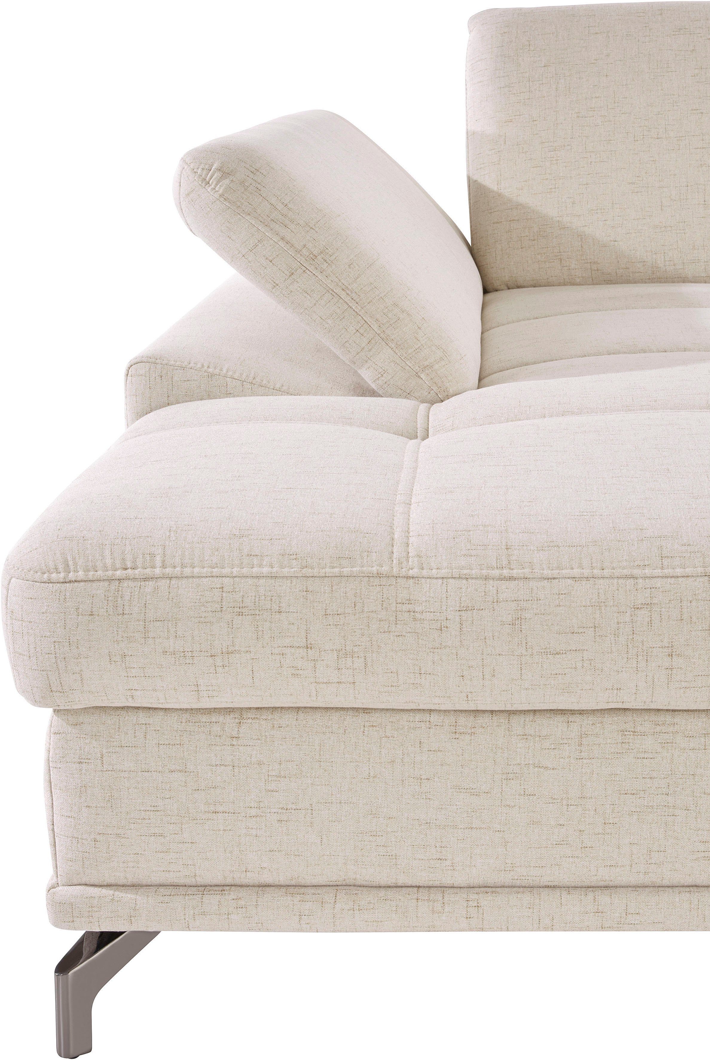 Places of Style Hoekbank Costello L-vorm, met zitdiepteverstelling, armleuningverstelling en