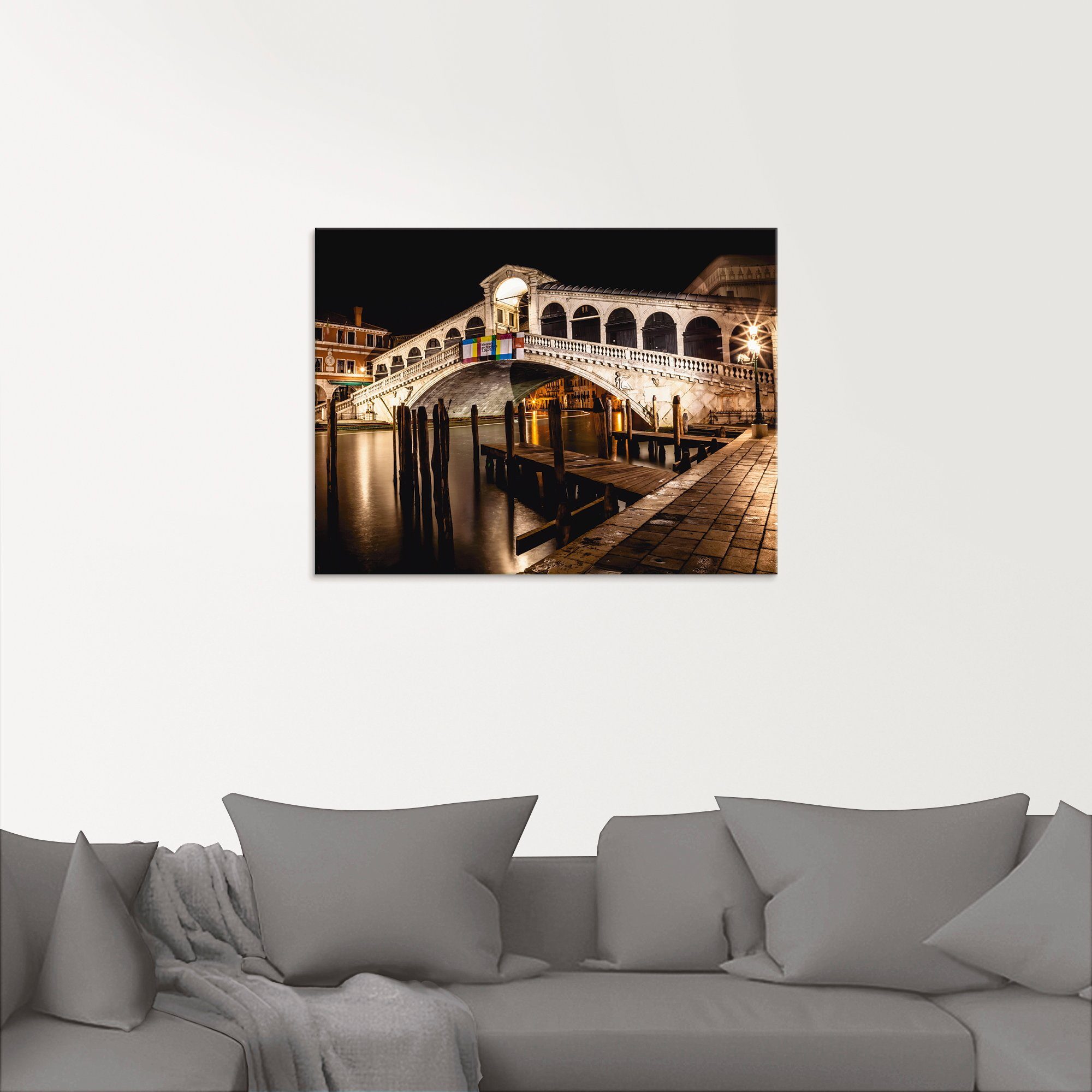 Artland Print op glas Venetië Canal Grande & Rialto brug II
