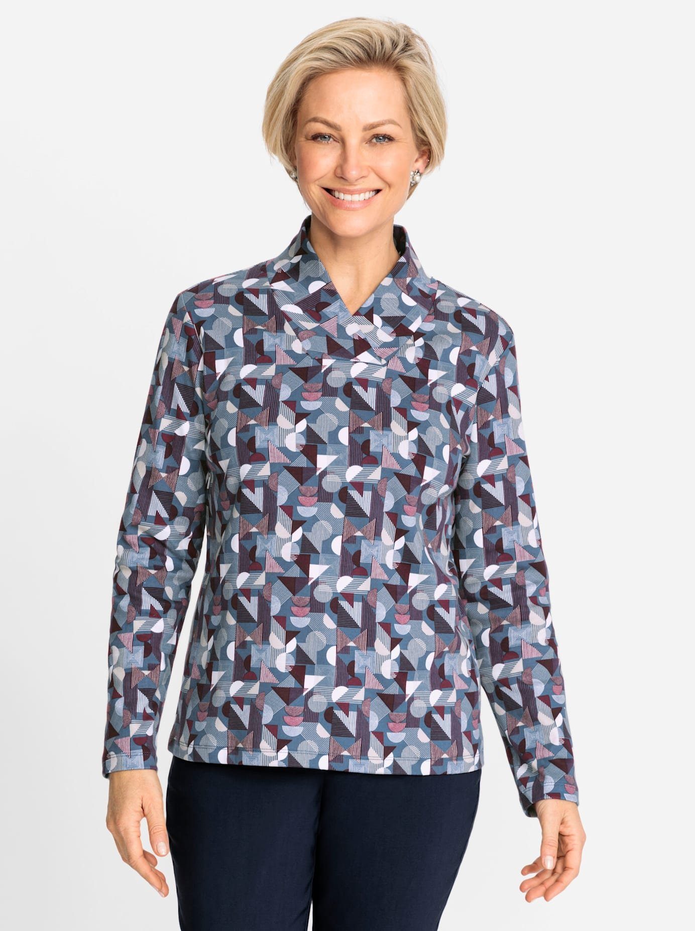 Classic Shirt met V-hals Shirt (1-delig)
