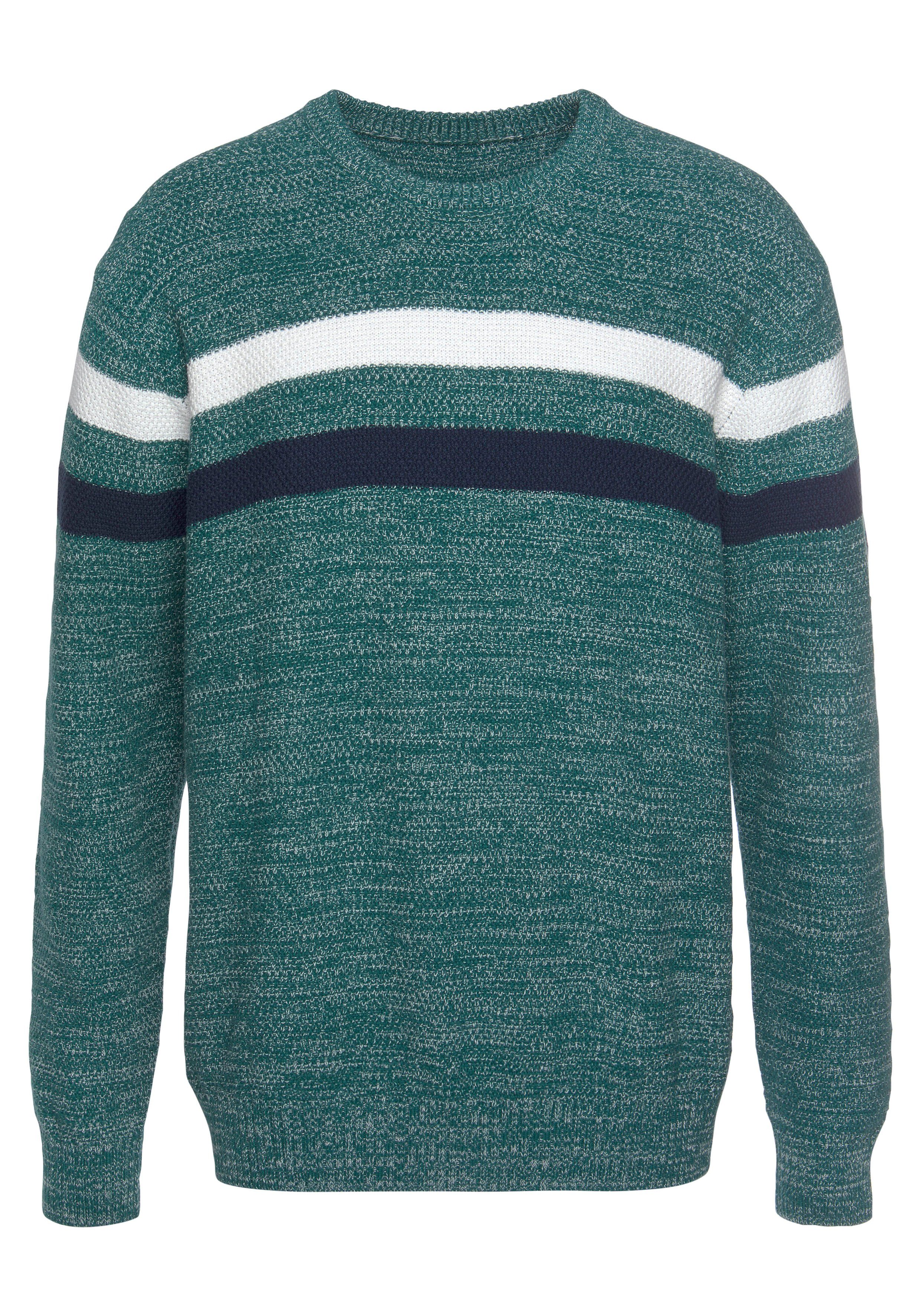 Man's World Trui met ronde hals Tot maat 5 XL in gemêleerde look