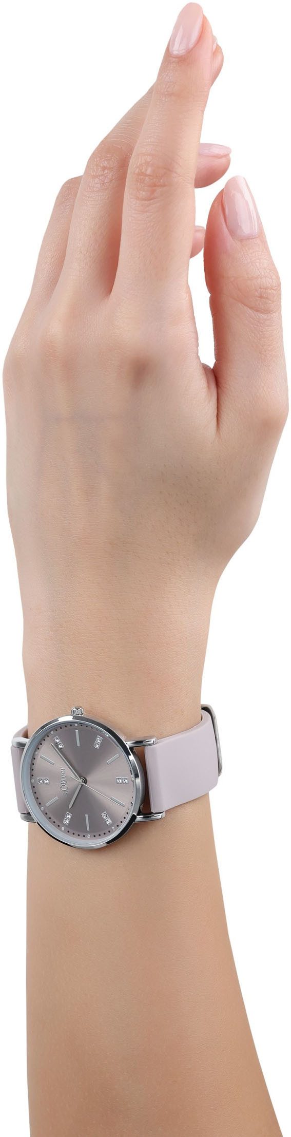 s.Oliver Kwartshorloge Polshorloge, dameshorloge, kristallen, siliconen armband, analoog