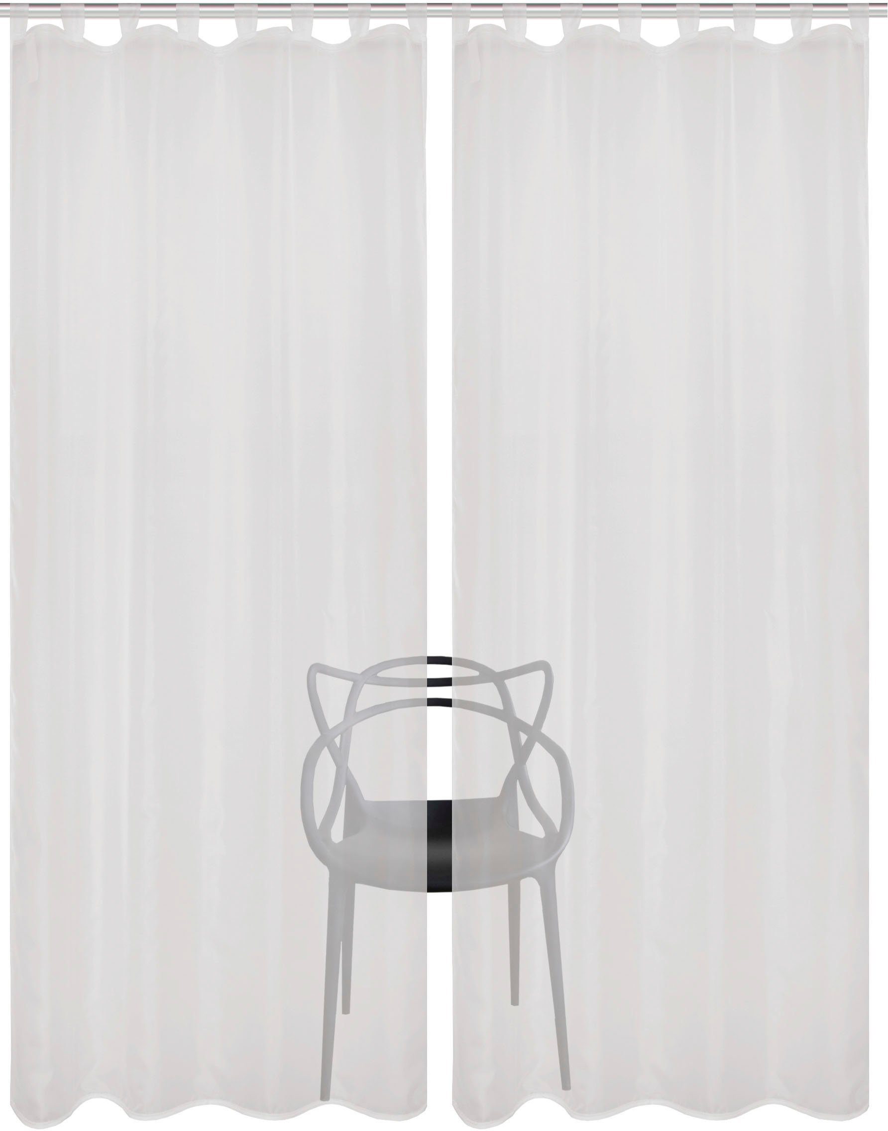 HOME WOHNIDEEN Gordijn NESSI 2-DELIG PAKKET Effen, voile, transparant, lussen incl. trekband, 2-pack (2 stuks)