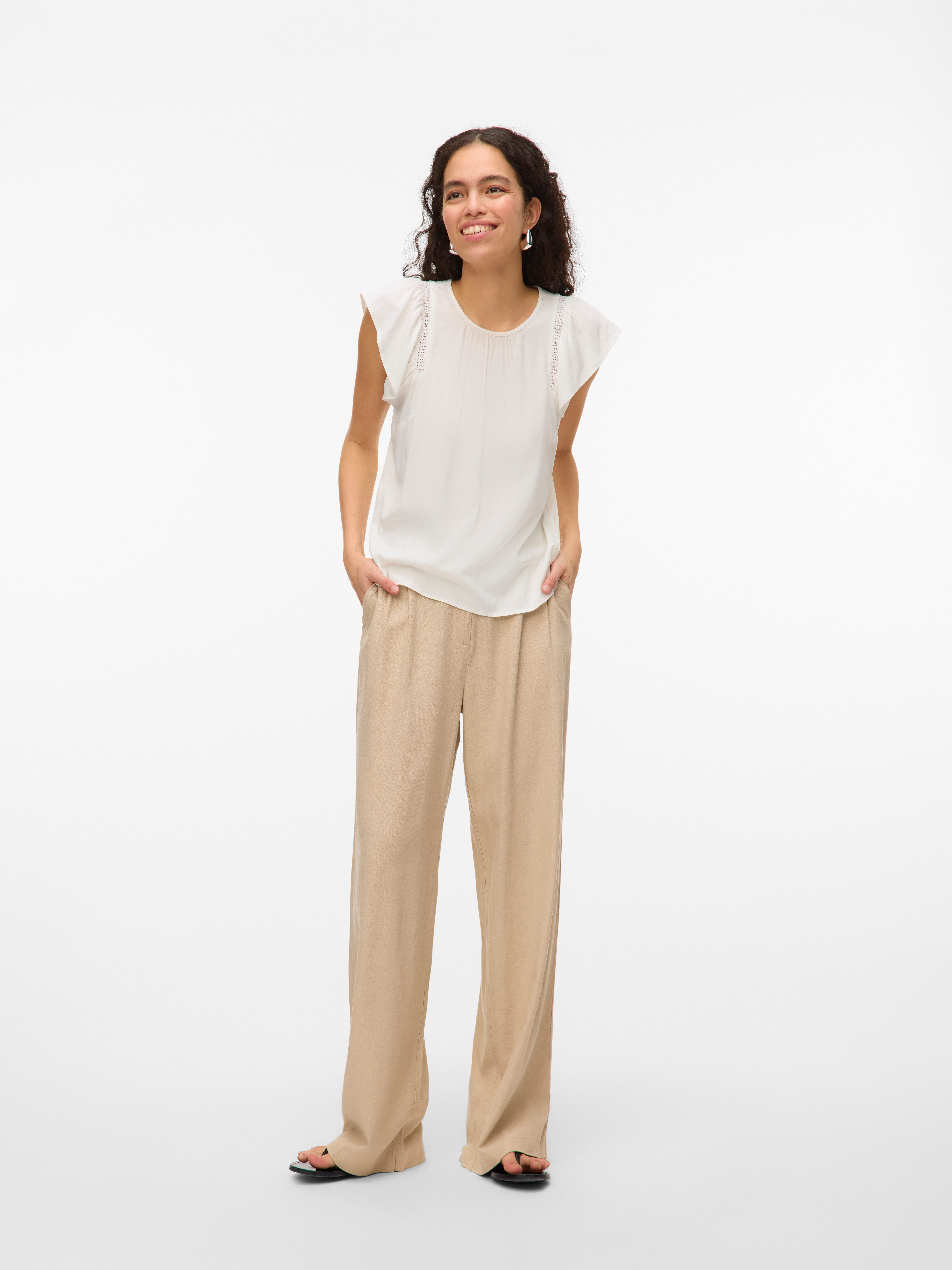 Vero Moda Blouse met korte mouwen VMBELLA SS LACE TOP WVN GA NOOS