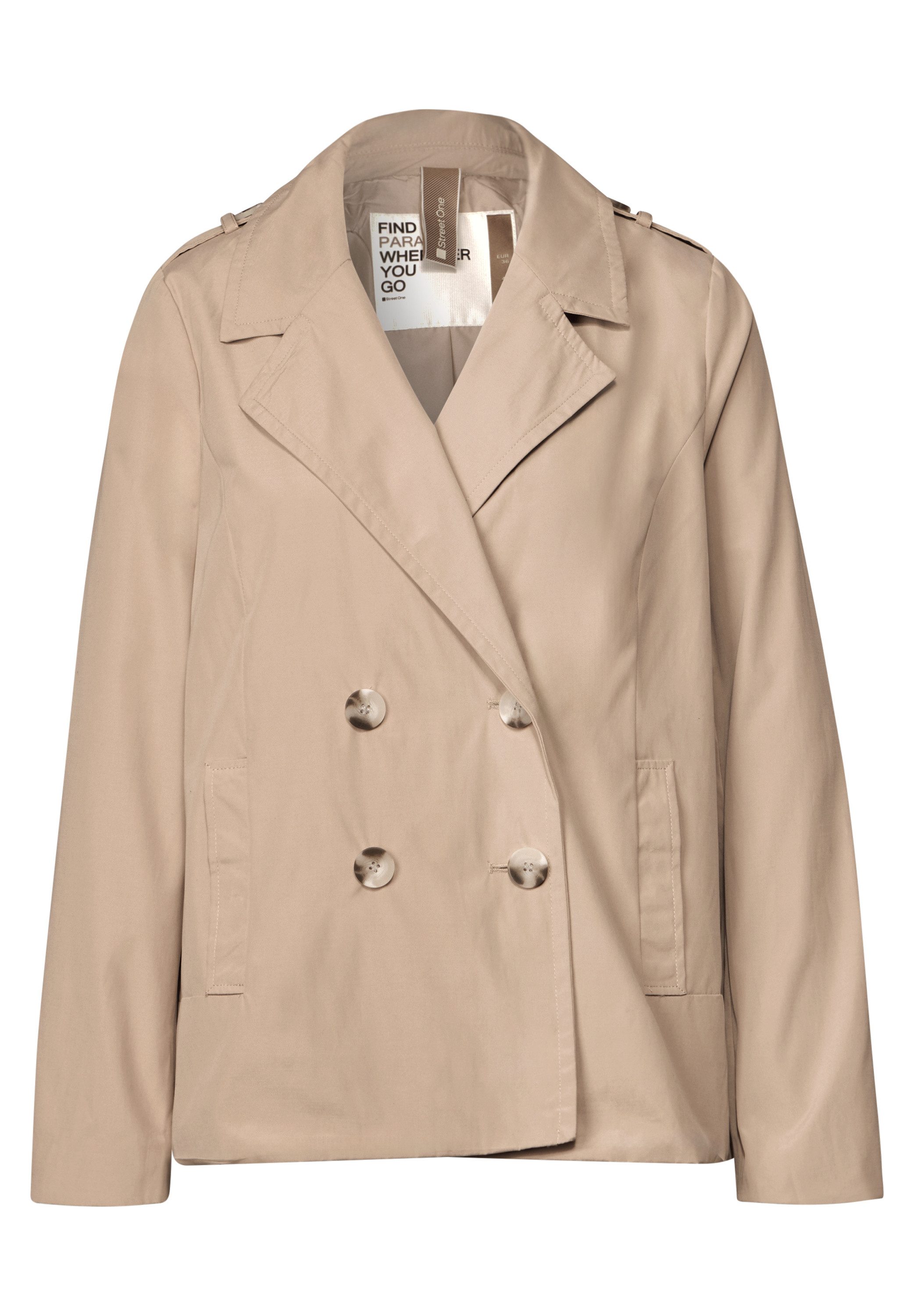 STREET ONE Trenchcoat dubbelrijig en met reverskraag