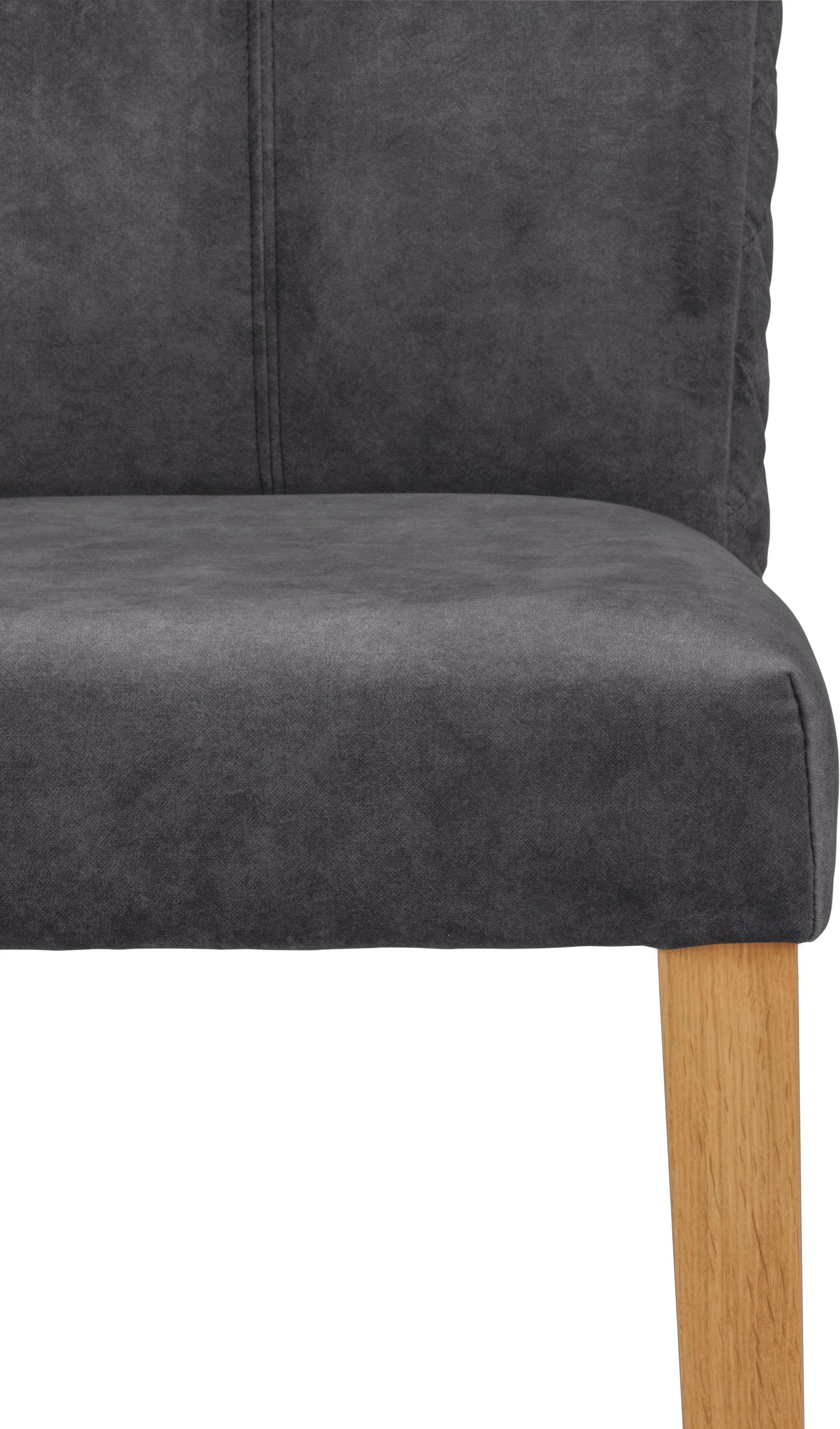 Leonique Eetkamerstoel Vence met ruitstiksel in de rugleuning, poten van massief eiken (set, 2 stuks)