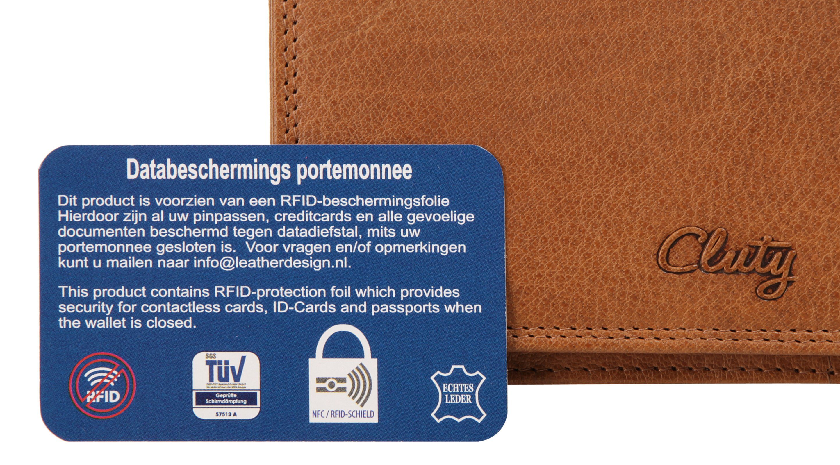 Cluty Portemonnee echt leder