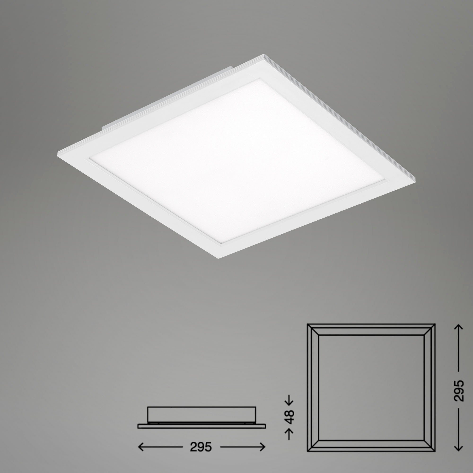 Briloner Leuchten Led-paneel 7194016 Piatto Plafondlamp, 29,5x29,5x5 cm, wit, 18W, woonkamer, slaapkamer, gang