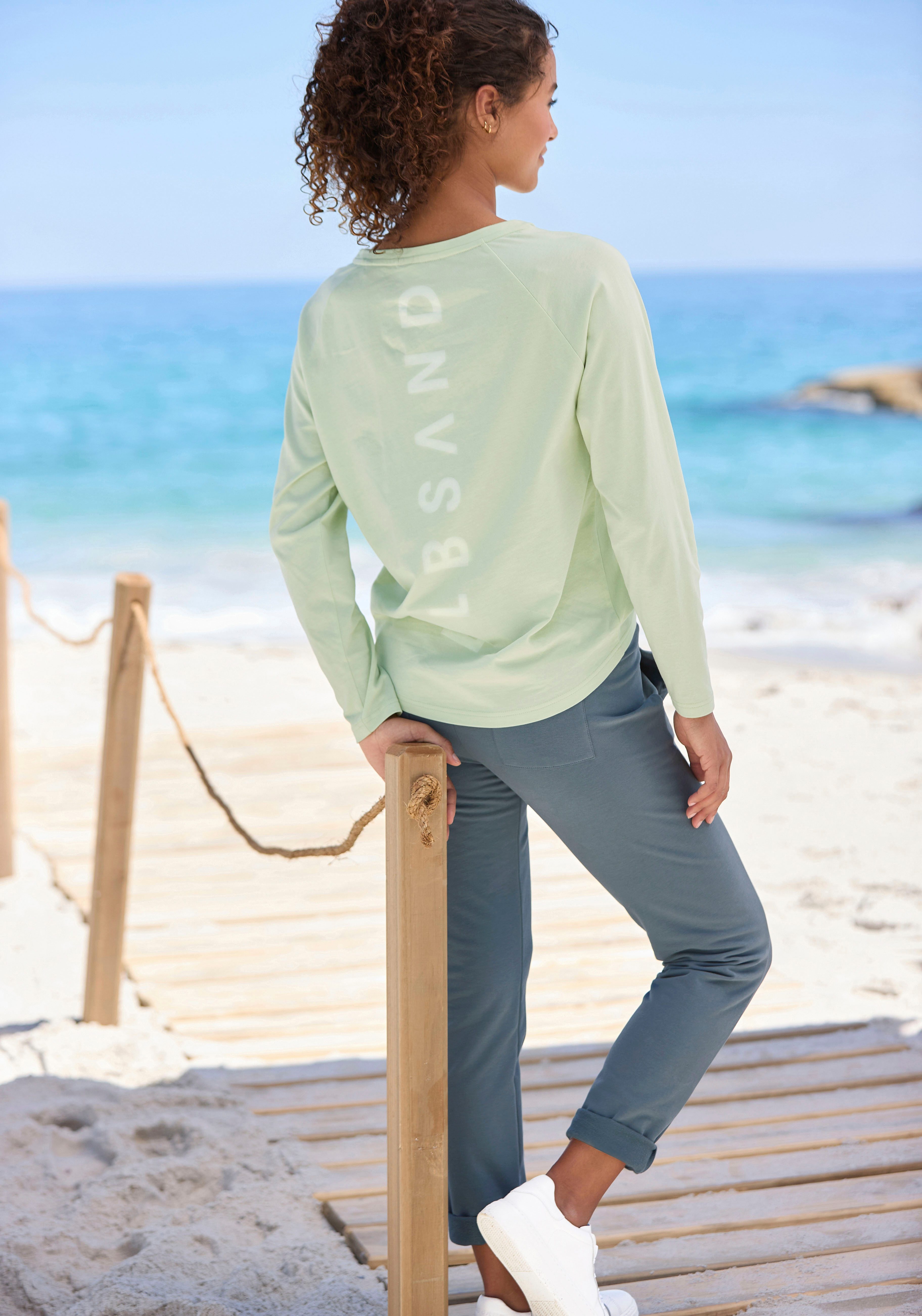 Elbsand Sweatbroek met logoprint achter joggingbroek met trekkoord en zakken