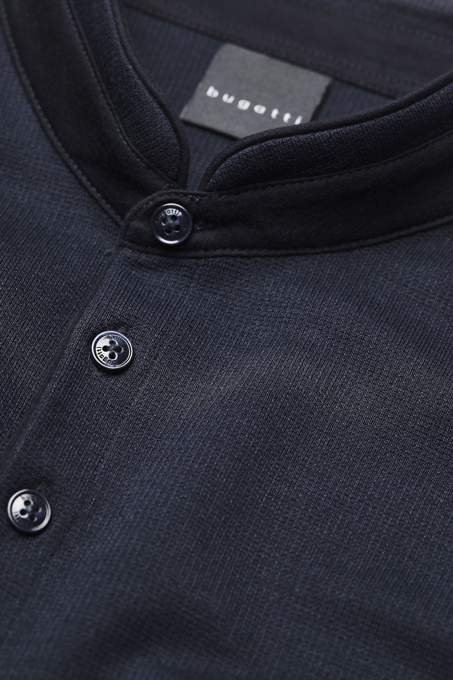 Bugatti Poloshirt met lange mouwen met opstaande kraag