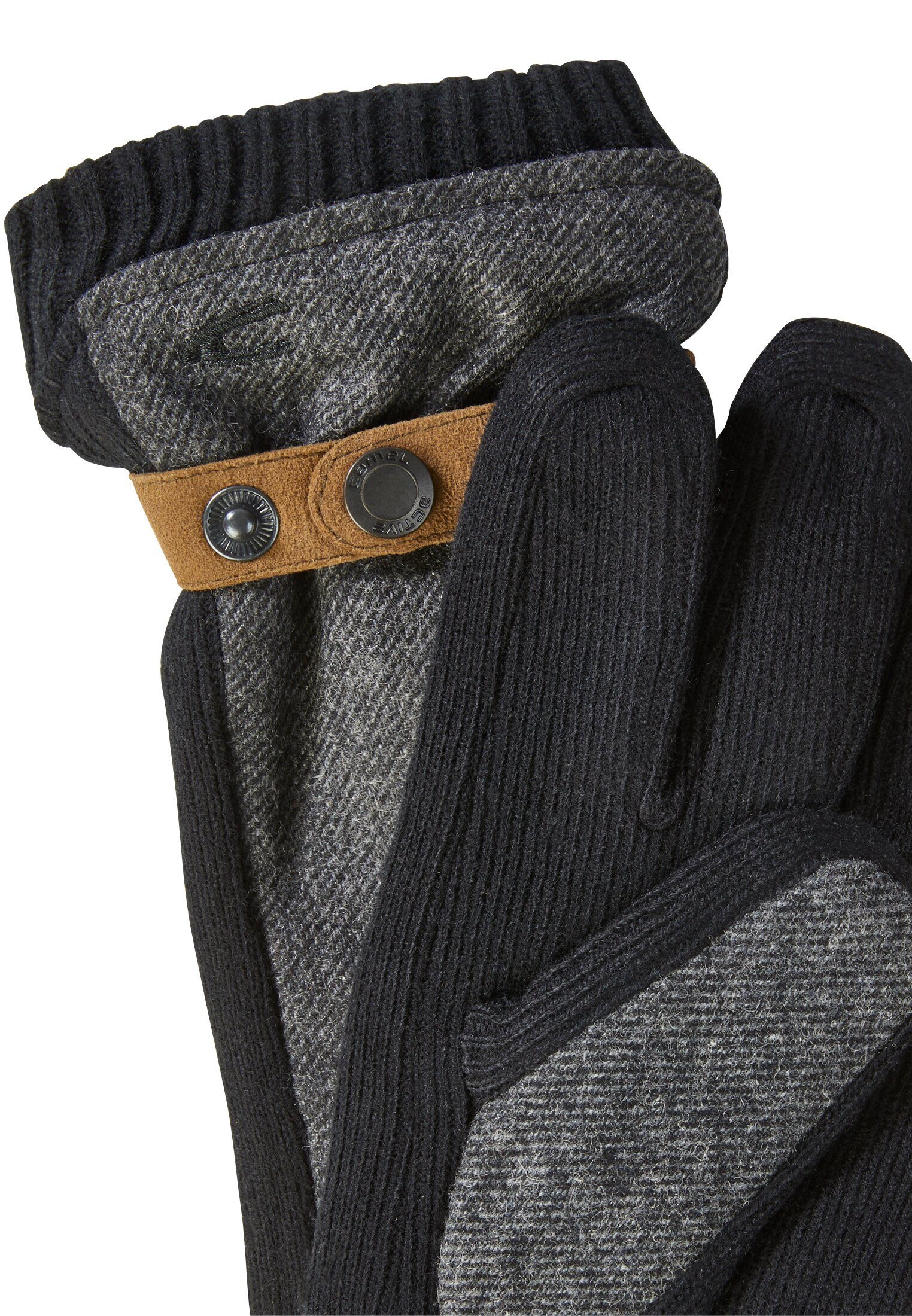 camel active Katoenen handschoenen met modieuze drukknoopsluiting