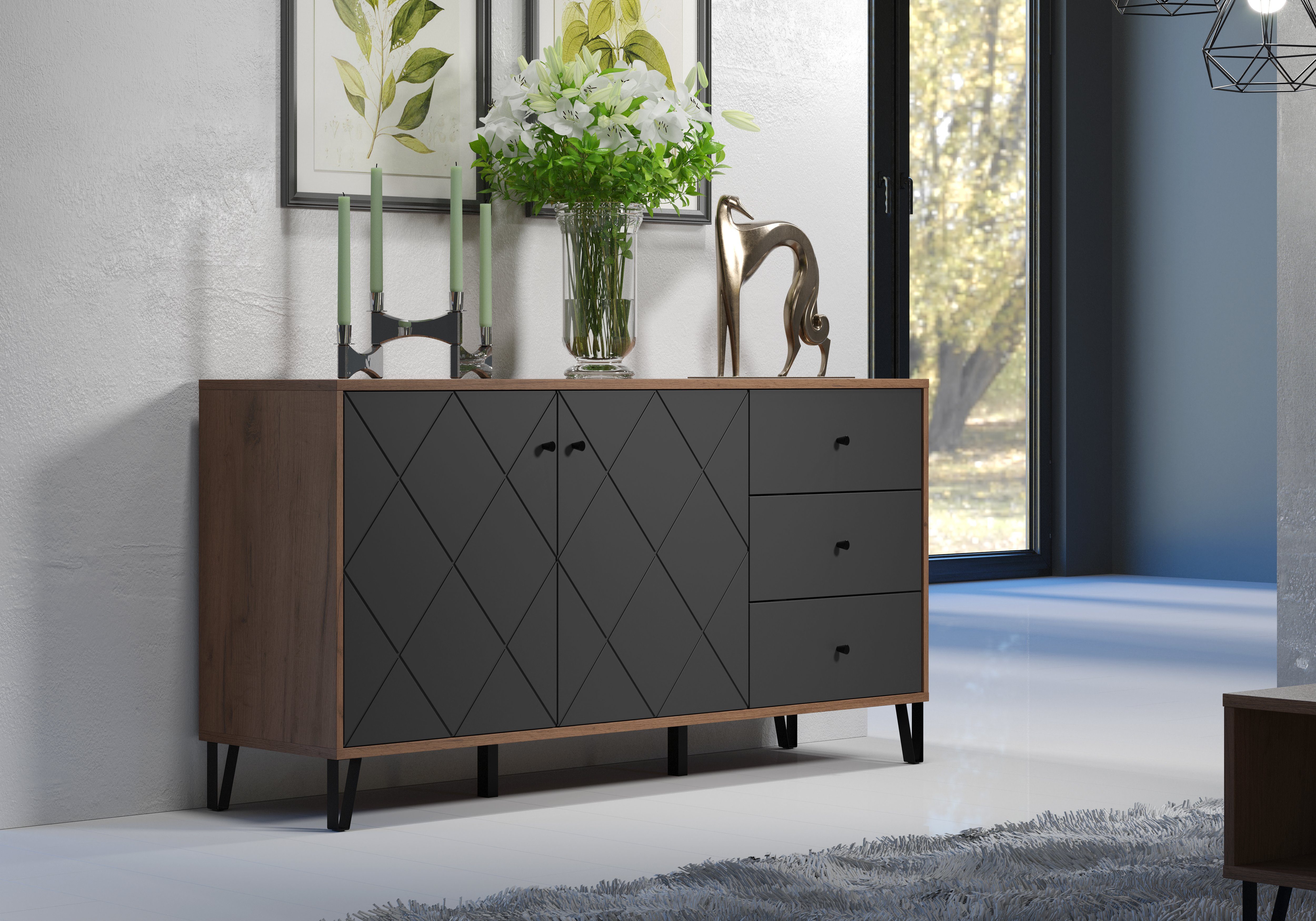 Places of Style Dressoir MOLVENO opvallend design met gestructureerde fronten, soft-closetechniek (1 stuk)