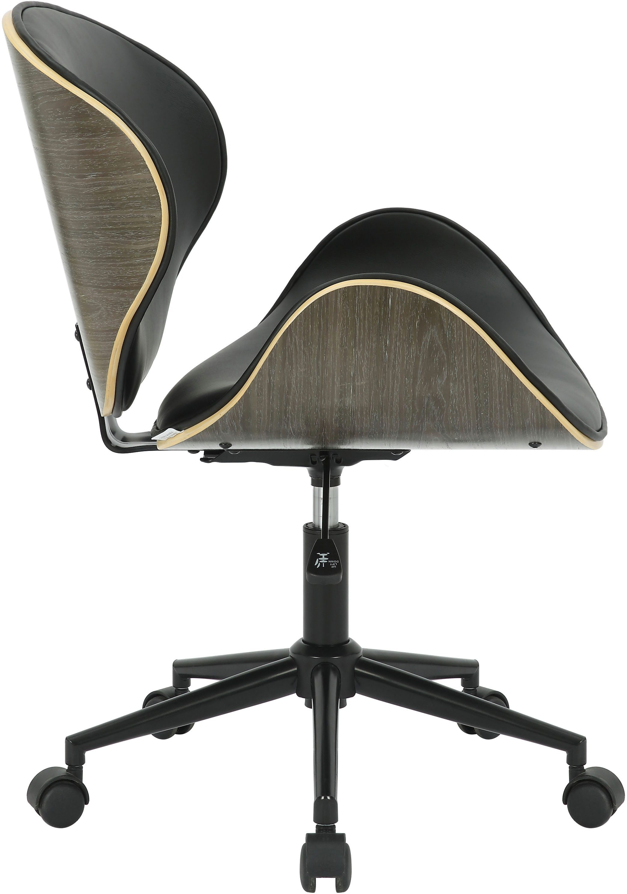 Guido Maria Kretschmer Home&Living Bureaustoel HALVARD Zit schaal van fineerhout, stille wielen, moderne retrolook