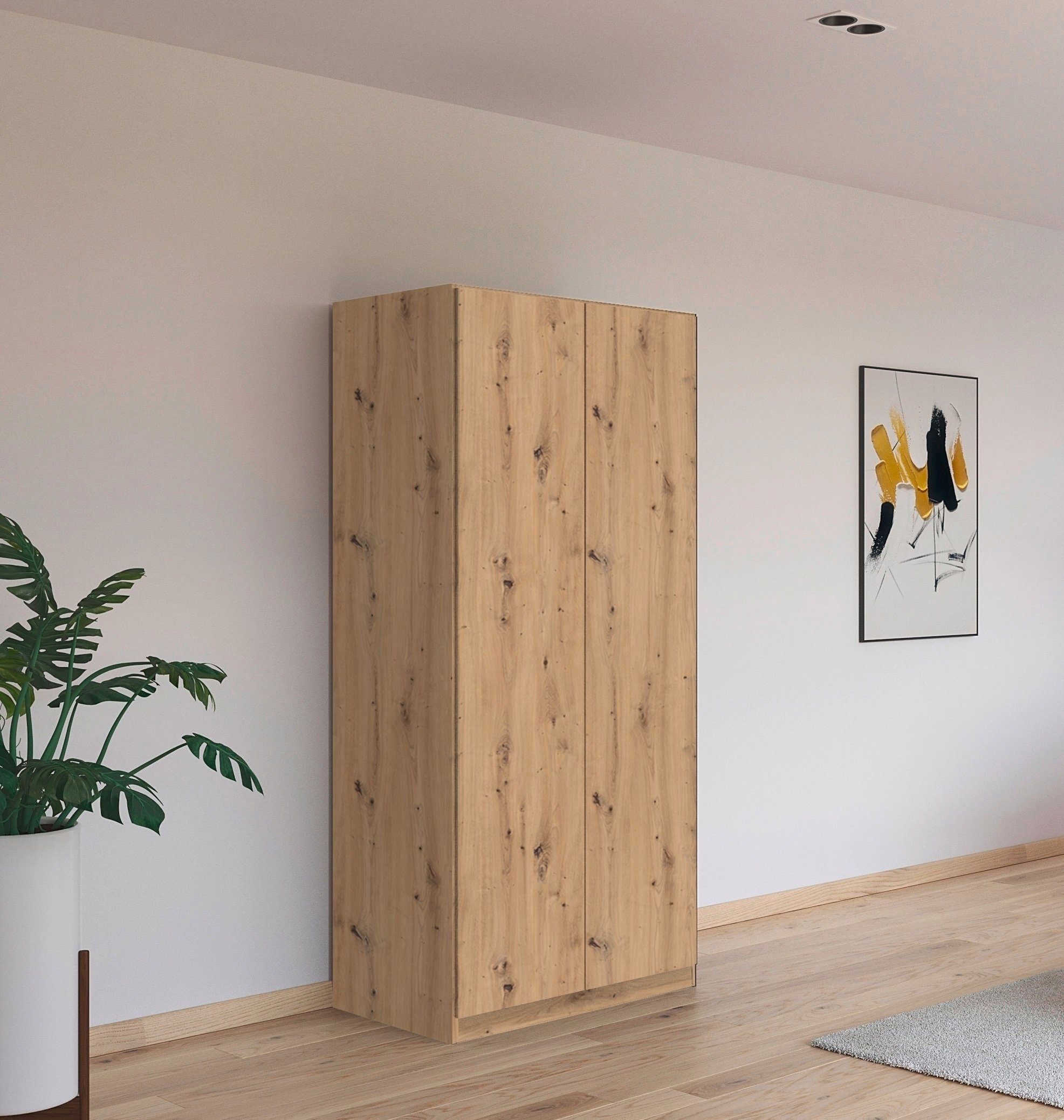 rauch Draaideurkast Kledingkast kast garderobe waskast COSTA breedte 91 cm met greeploze voorkant en push-to-open functie made in germany