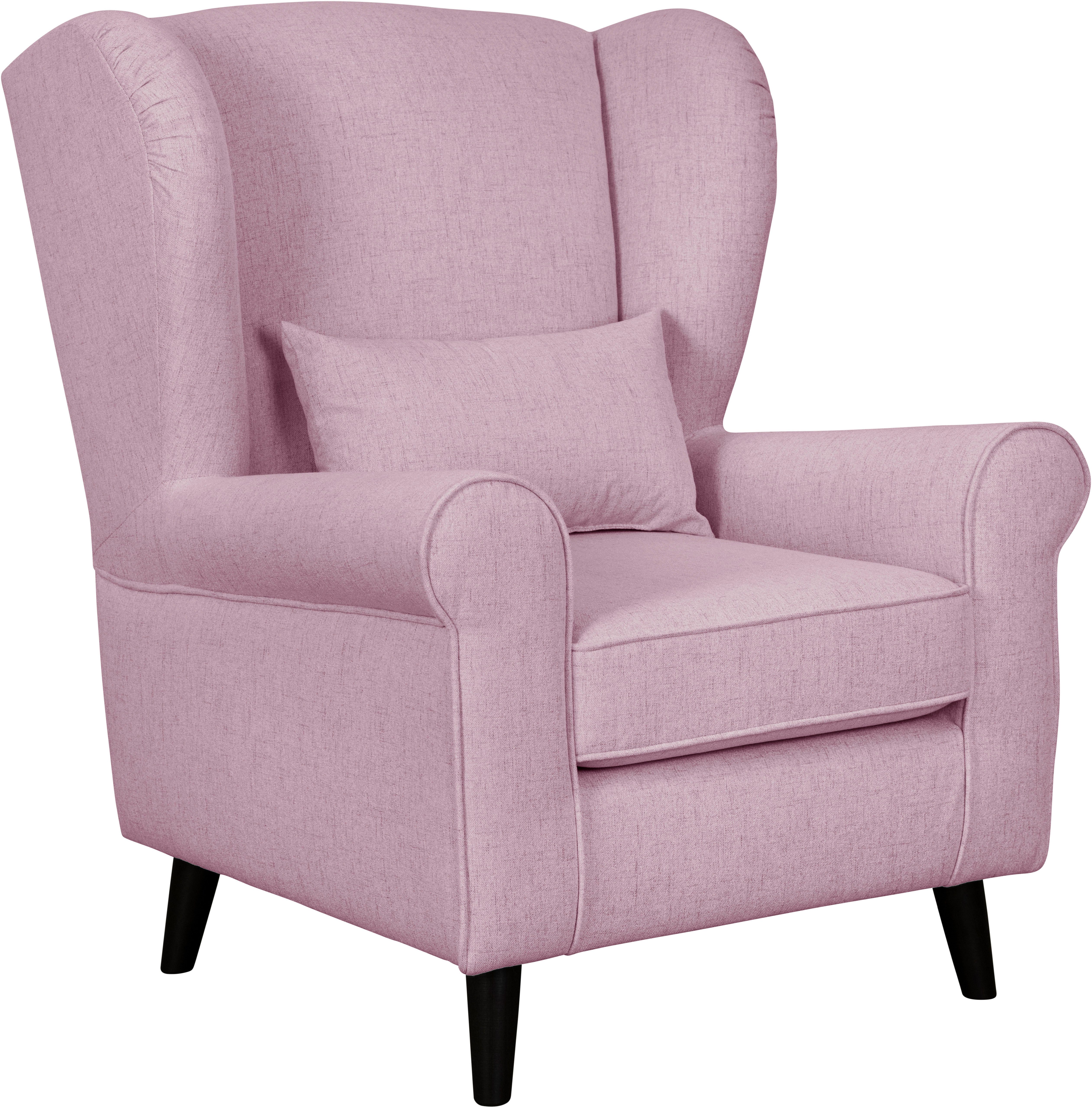 Home affaire Fauteuil Ohrensessel CHISTELLE, optioneel met poef met golfondersteuning, afmetingen: b/d/h: 81/87/99 cm