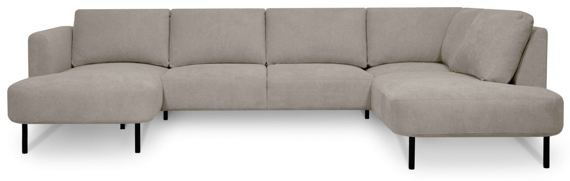 Places of Style Zithoek Cesola in zachte chenille-stof, breedte 327 cm, met zwarte metalen poten