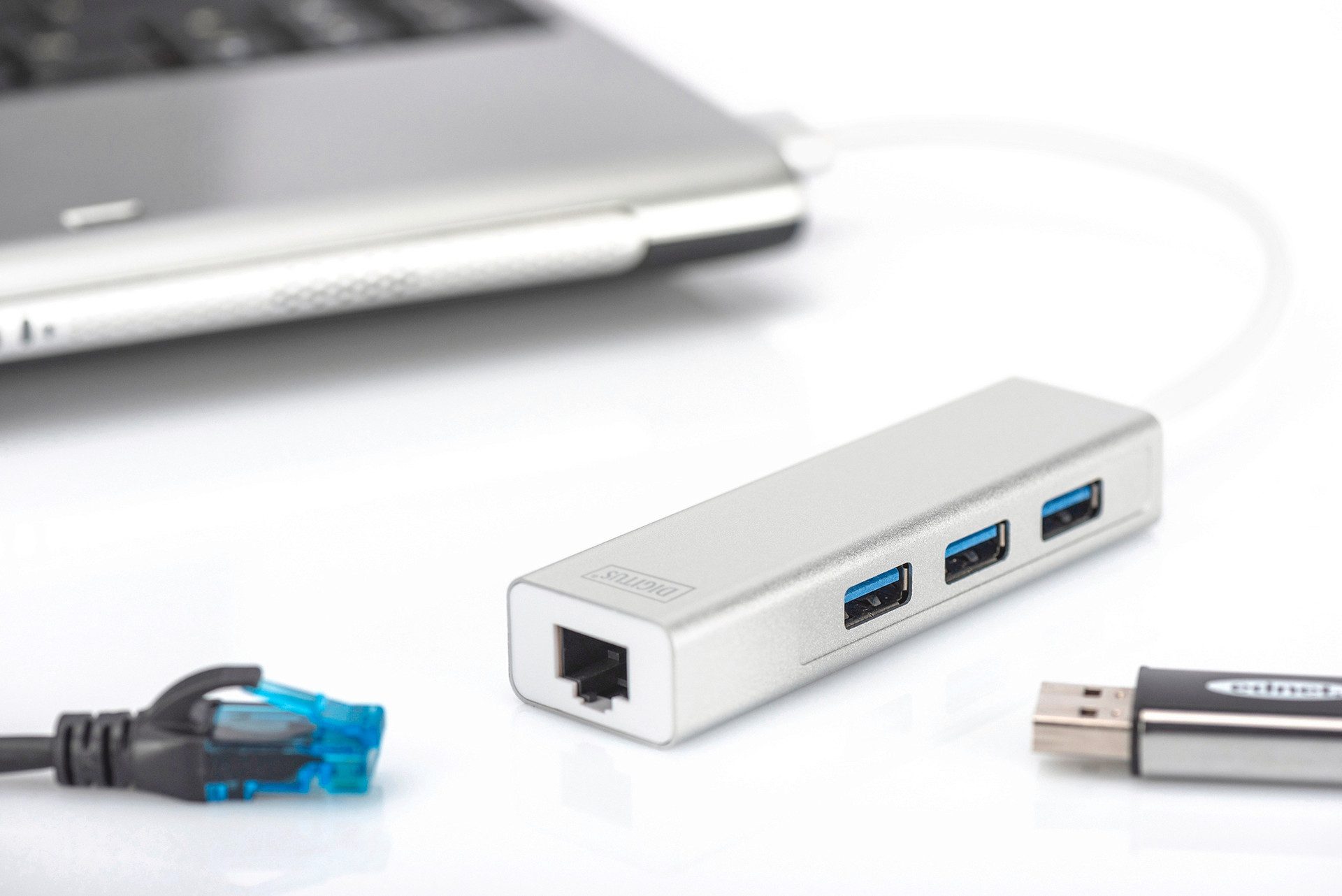 Digitus Laptop-dockingstation USB 3.0 3-Port Hub & Gigabit LAN-Adapter