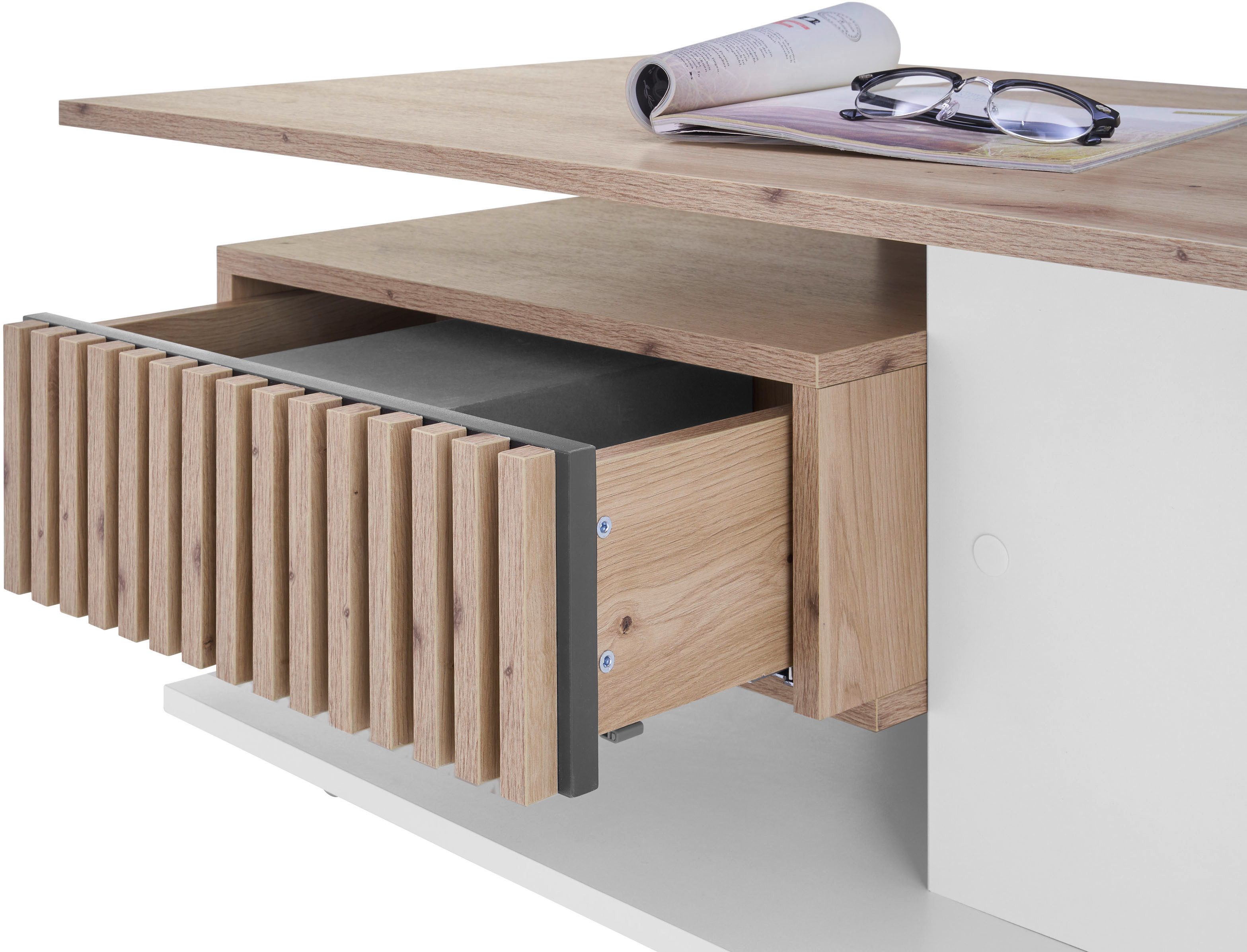 Stolkom Salontafel Ally salontafel met wielen wit, Artisan decor, BxHxD 110x44,5x60 cm