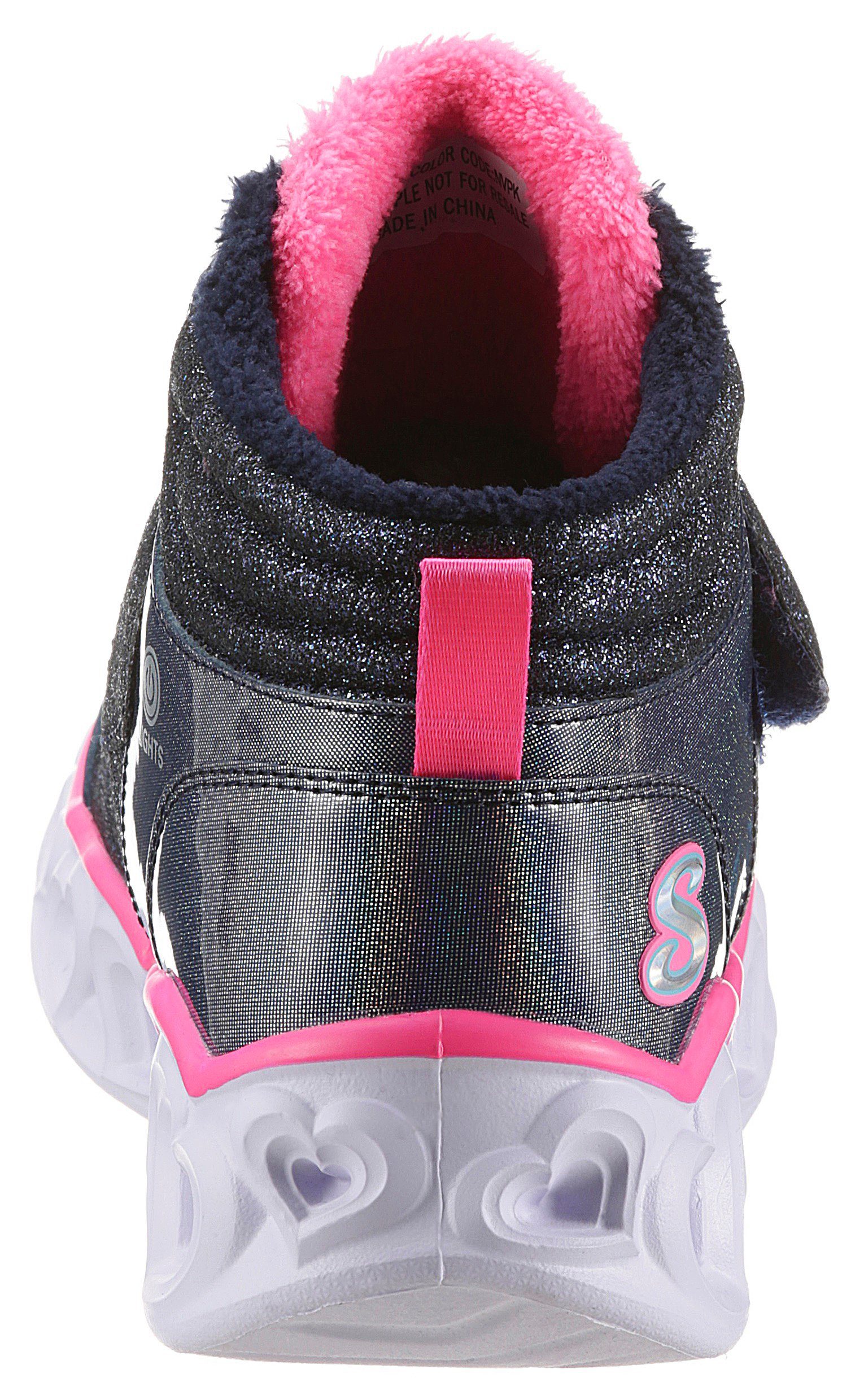 Skechers Klittenbandboots HEART LIGHTS-BRILLIANT RAINBOW met knipperlichtje om in & uit te schakelen