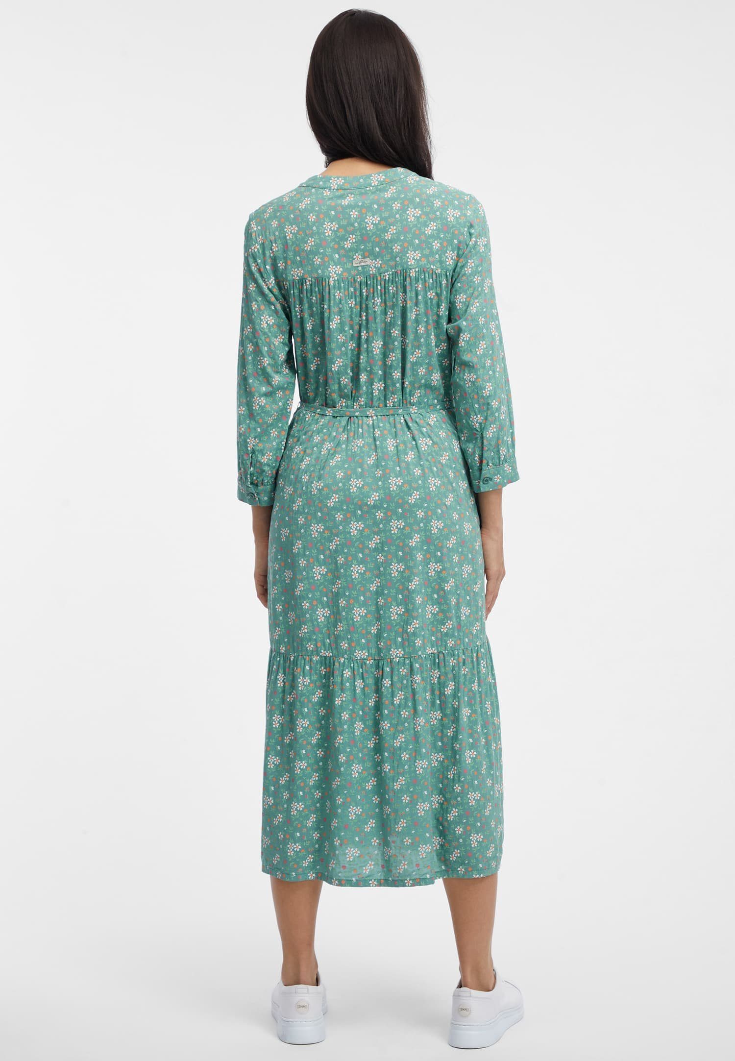 Ragwear Zomerjurk MEVE met alloverdruk, taille-bindceintuur en knoopsluiting