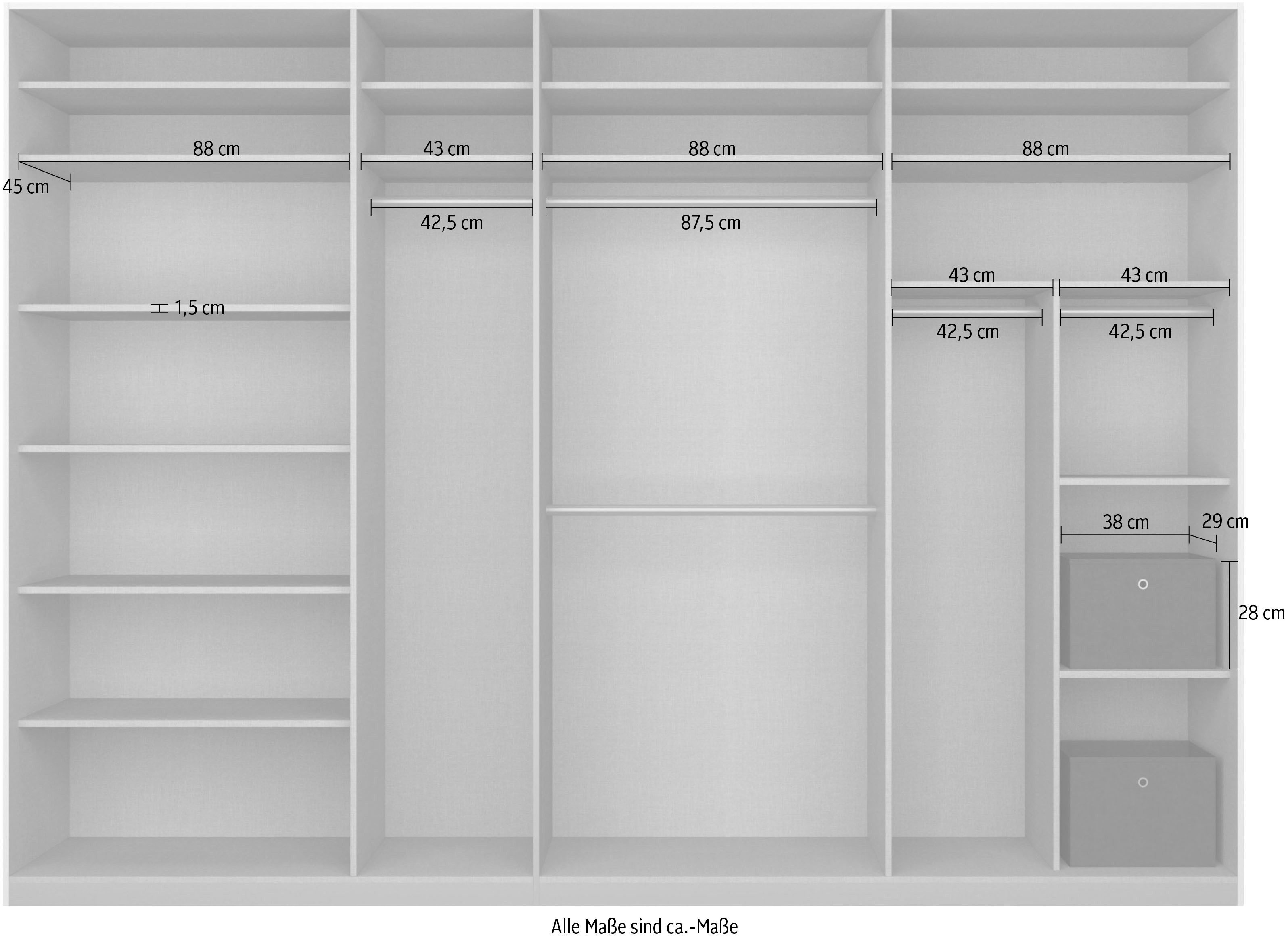 rauch Schuifdeurkast Kledingkast Garderobe CORTONA inclusief interieurindeling,