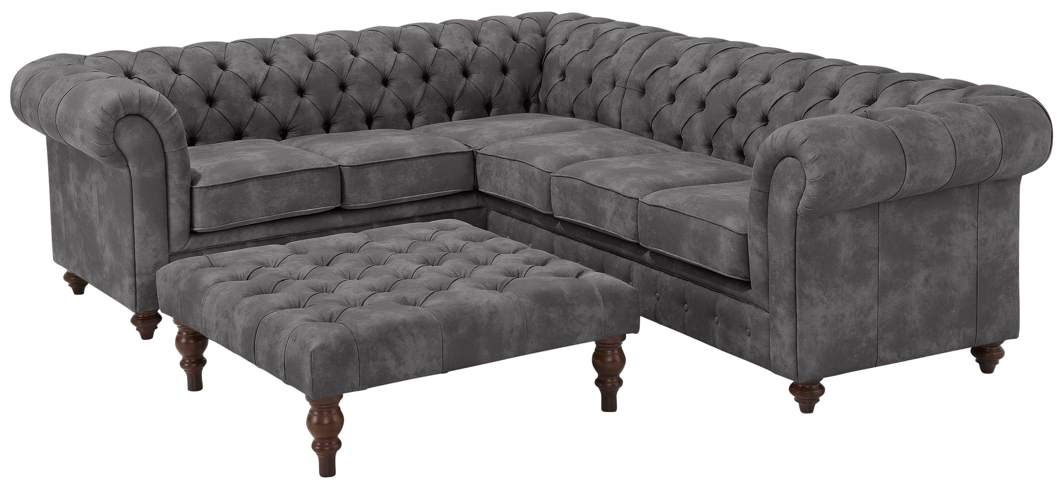 Home affaire Chesterfield-bank Chesterfield hoekbank, ook in leer L-vorm hoogwaardige knoopdetails, langer gedeelte links of rechts naar keuze