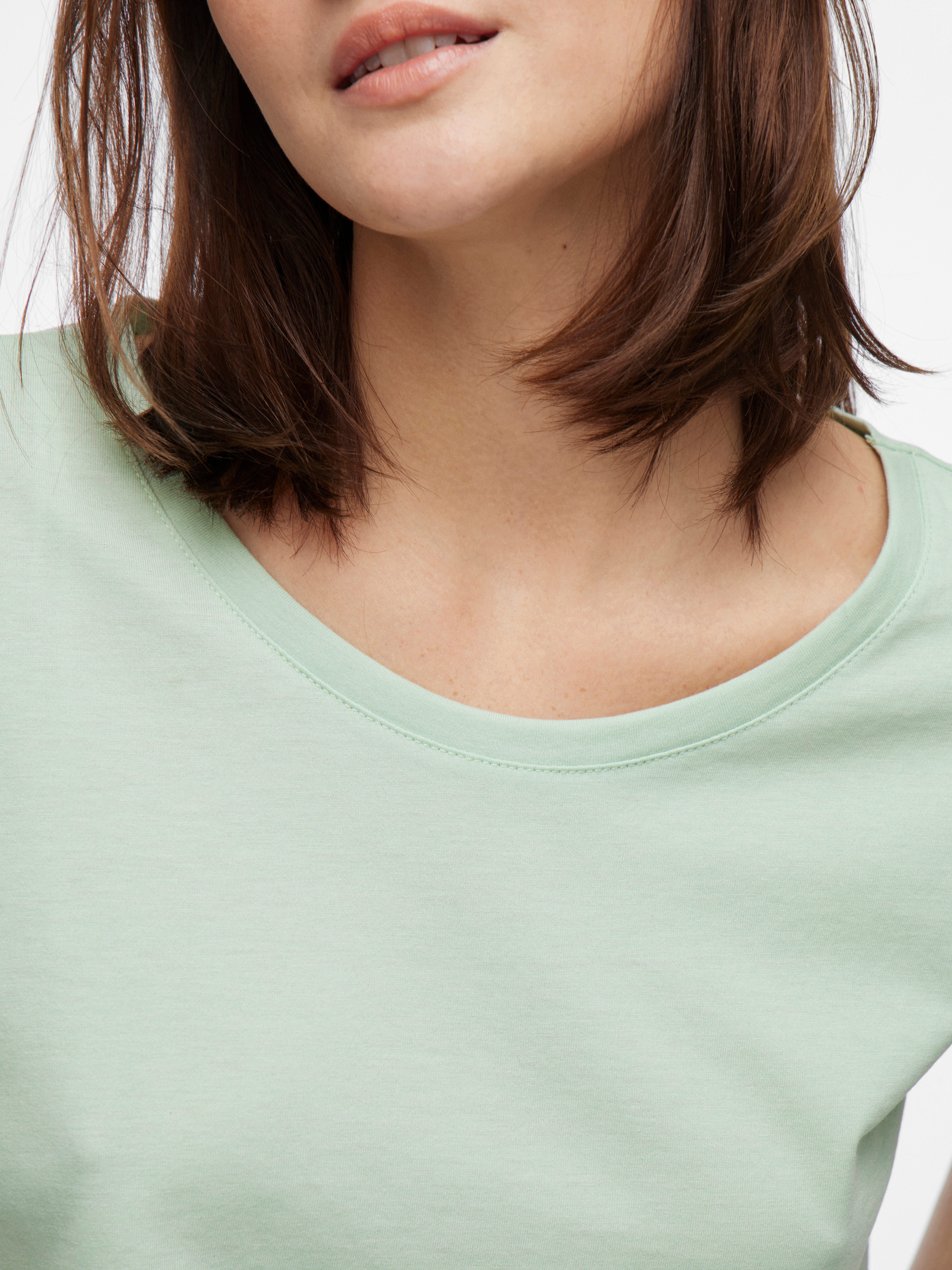 Vila Shirt met ronde hals VIDREAMERS NEW PURE T-SHIRT SU-NOOS Basic dames T-shirt met ronde hals en omgeslagen mouwen