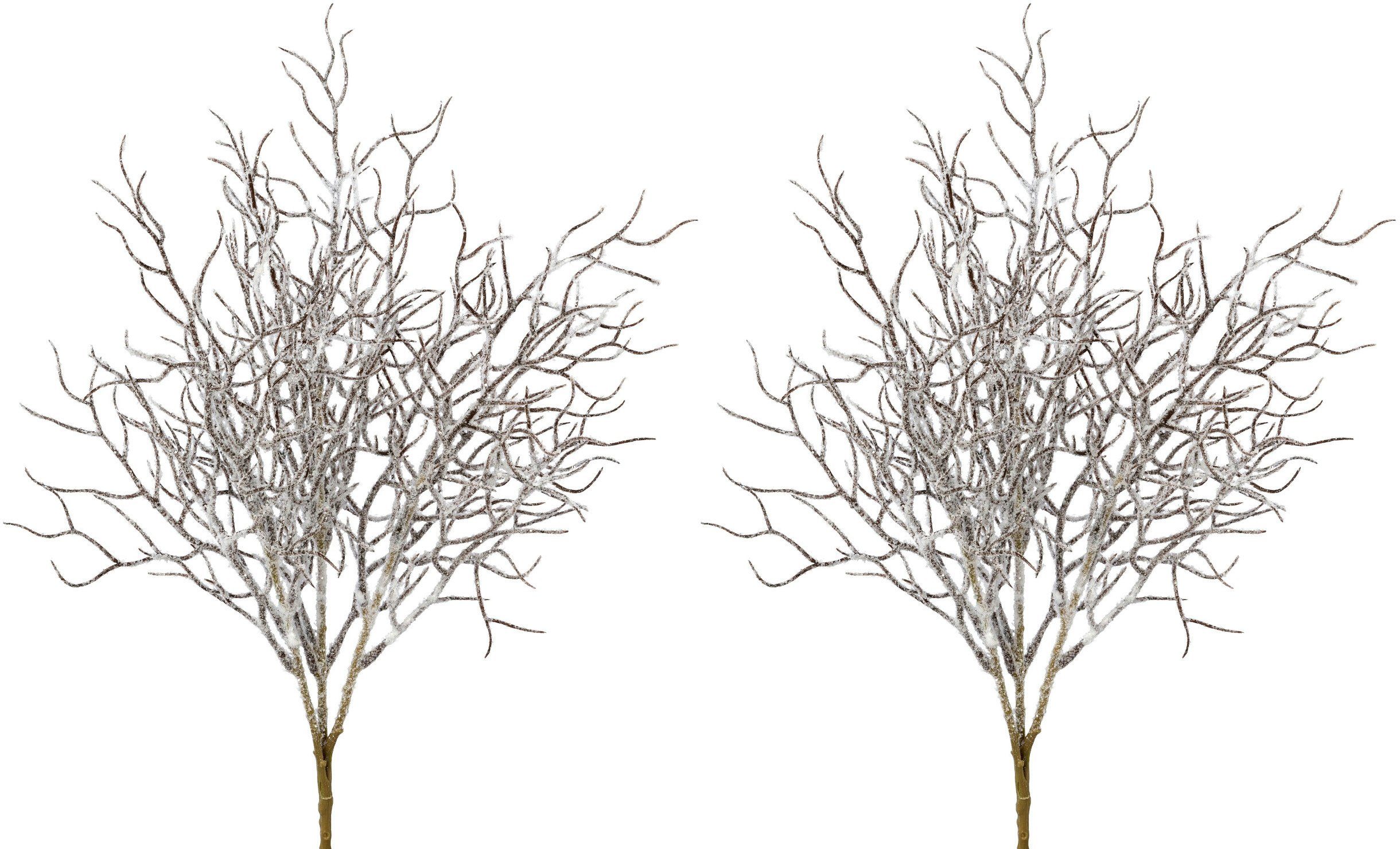 Creativ green Winterse kunstplant Kerst versiering Decoratietak met kunstsneeuw, 2-delige set (2 stuks)