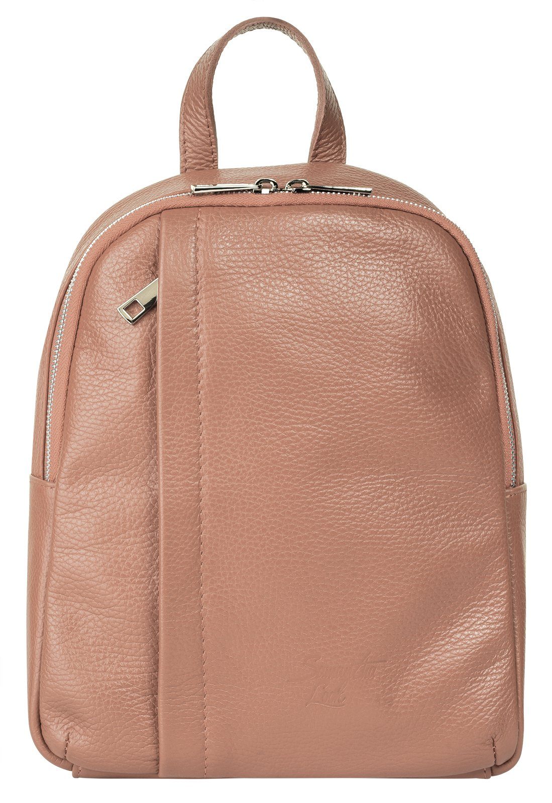 Samantha Look Rugzak echt leer, made in italy dames rugzakken roze