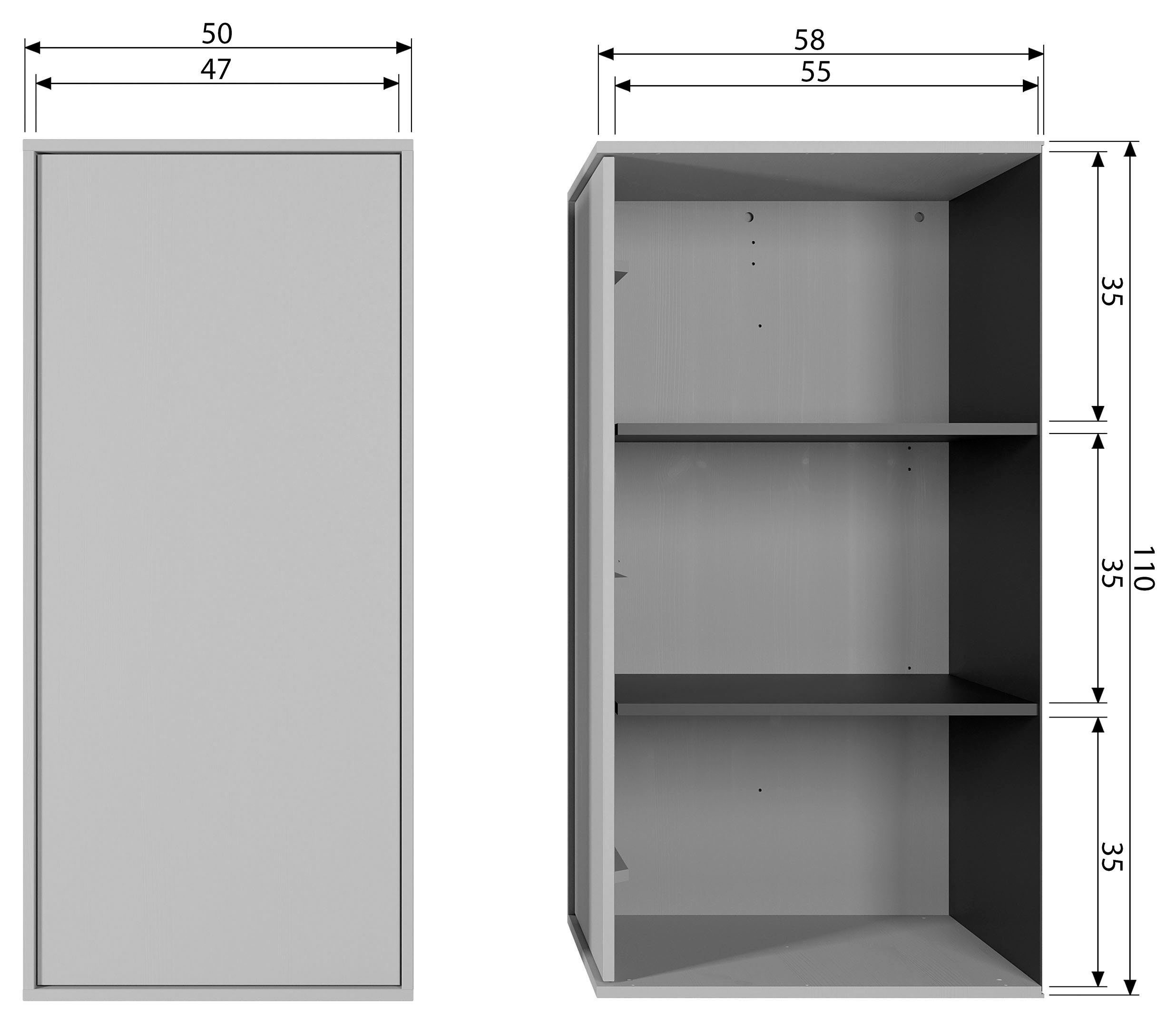WOOOD Highboard Daily hoge commode Kast met push-to-open functie, hoogte 110 cm, breedte 50 cm
