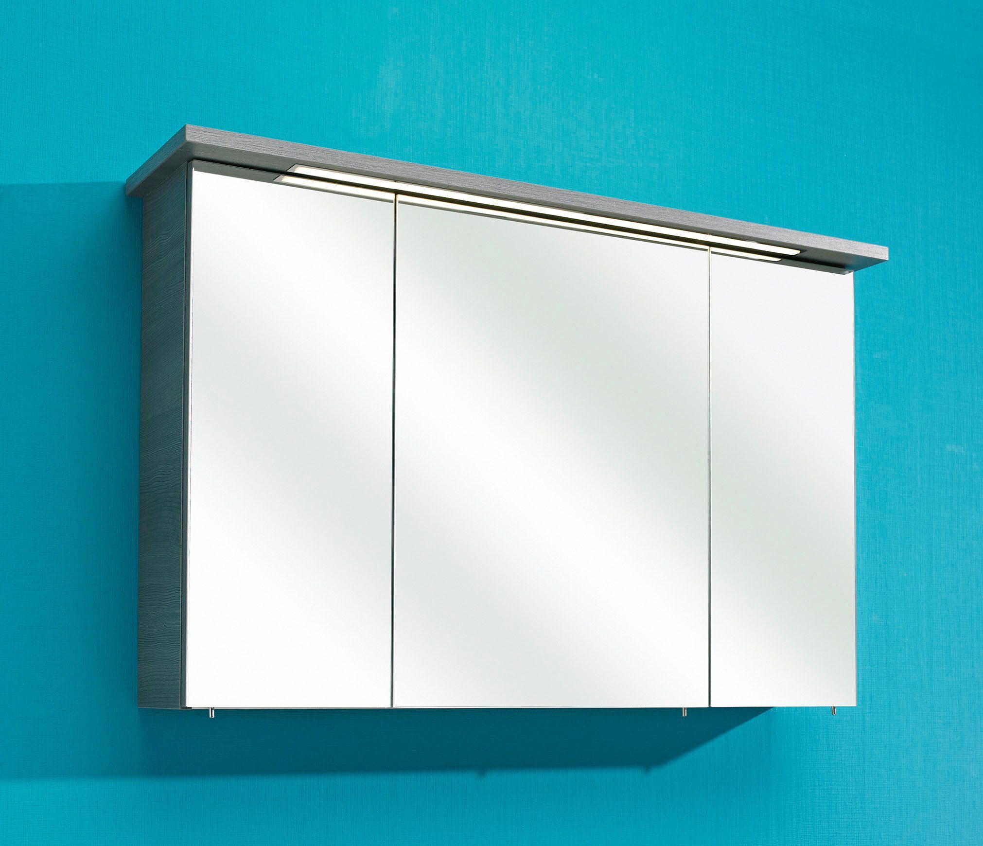 Saphir Badkamerserie Quickset 5-delig, glazen wastafel en LED-spiegelkast Hoge kast, onderkast, hangend kastje, inclusief deurdemper (6-delig)