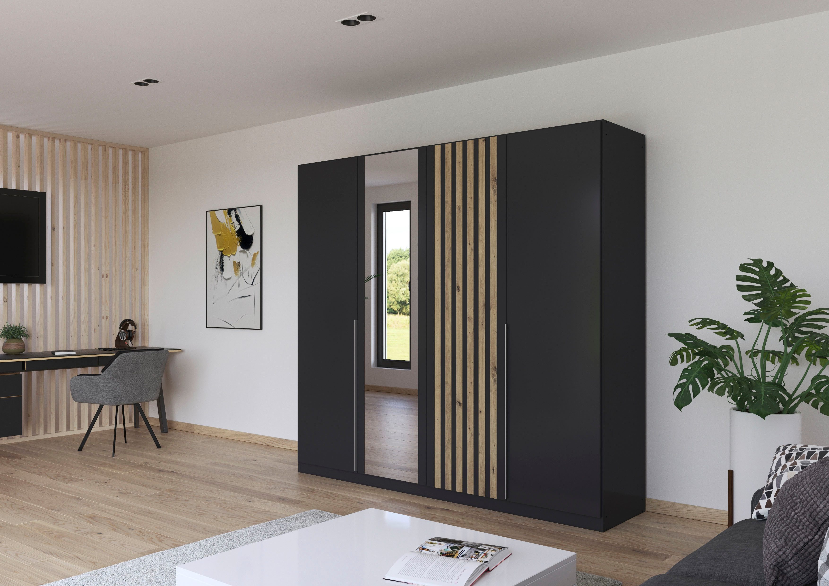 rauch Draaideurkast Kledingkast kast garderobe garderobekast LAMELLA elegante lamellenplaat in 3d akoestisch paneel uiterlijk made in germany