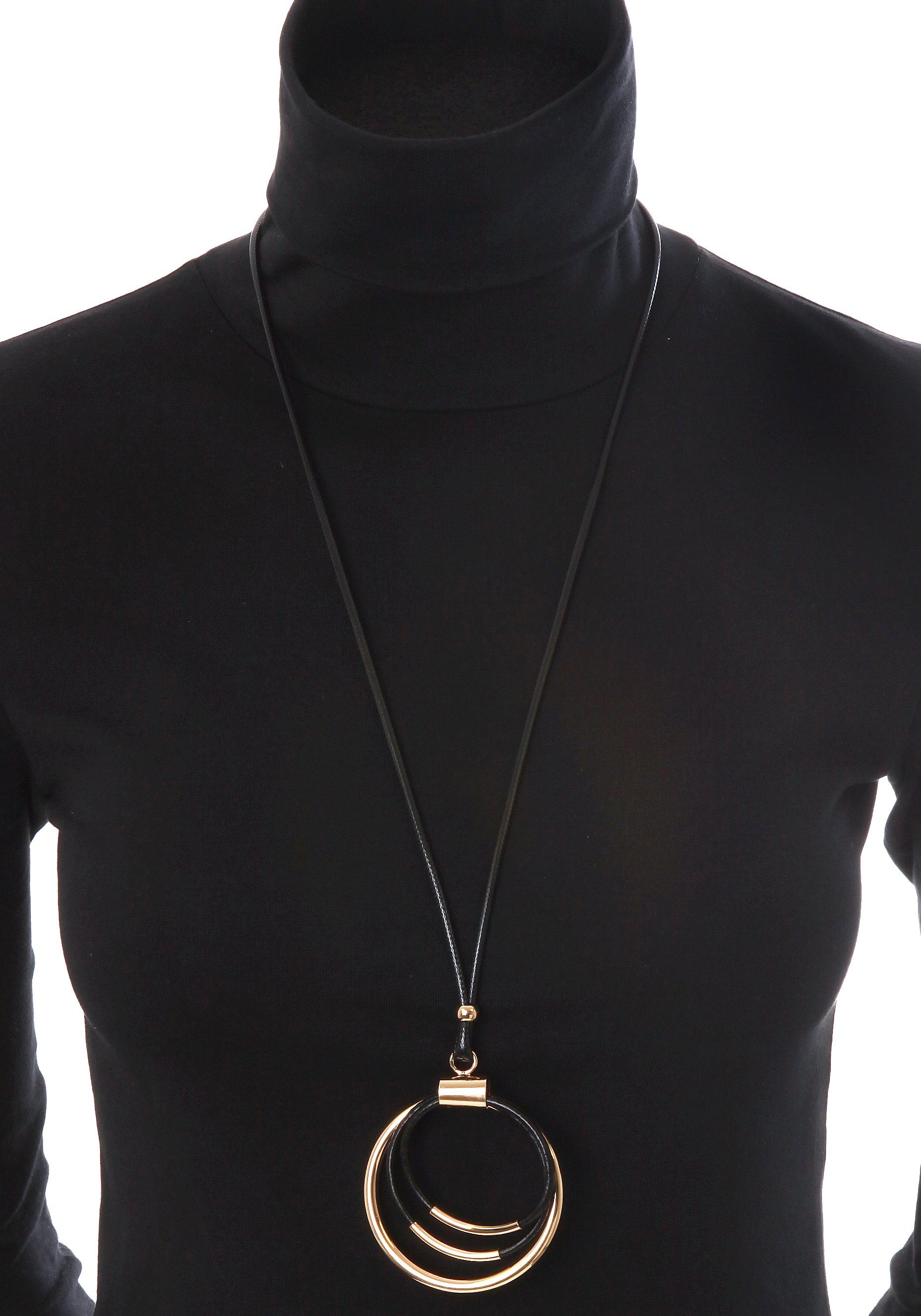 Firetti Lange ketting Textielband met cirkels met zirkoon (synthetisch)