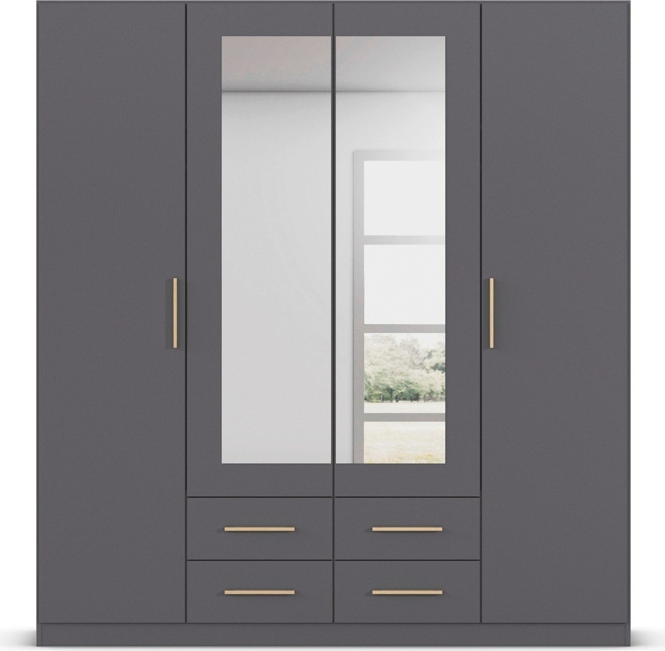 rauch Draaideurkast Kledingkast garderobe KREFELD optioneel met spiegel met 3 greepvarianten, incl. praktische lades made in germany