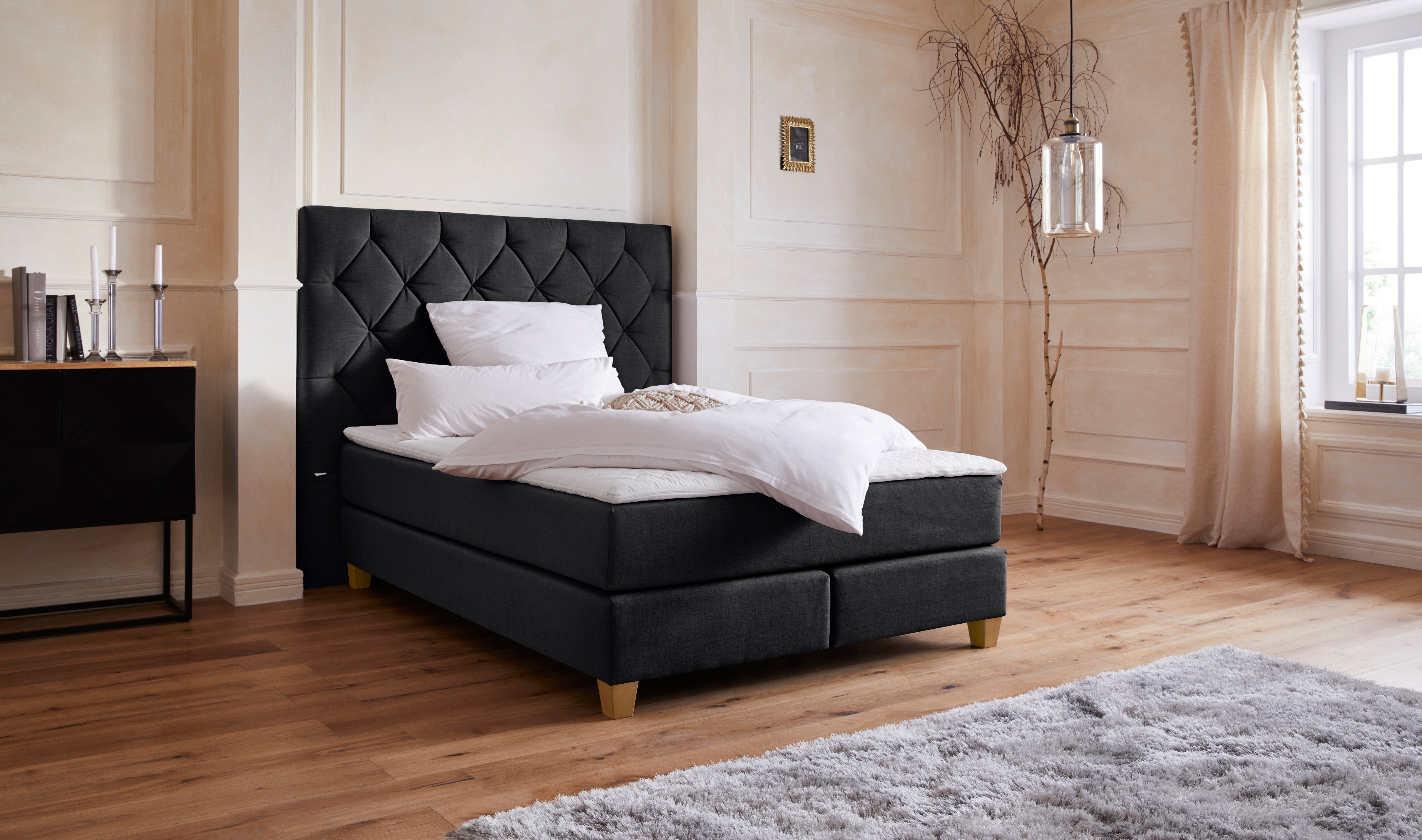 Guido Maria Kretschmer Home&Living Boxspring Harmones hoog in 3 breedten, hardheid ook gemengd met elk 1 matras in h2 en h3 boxsprings grijs