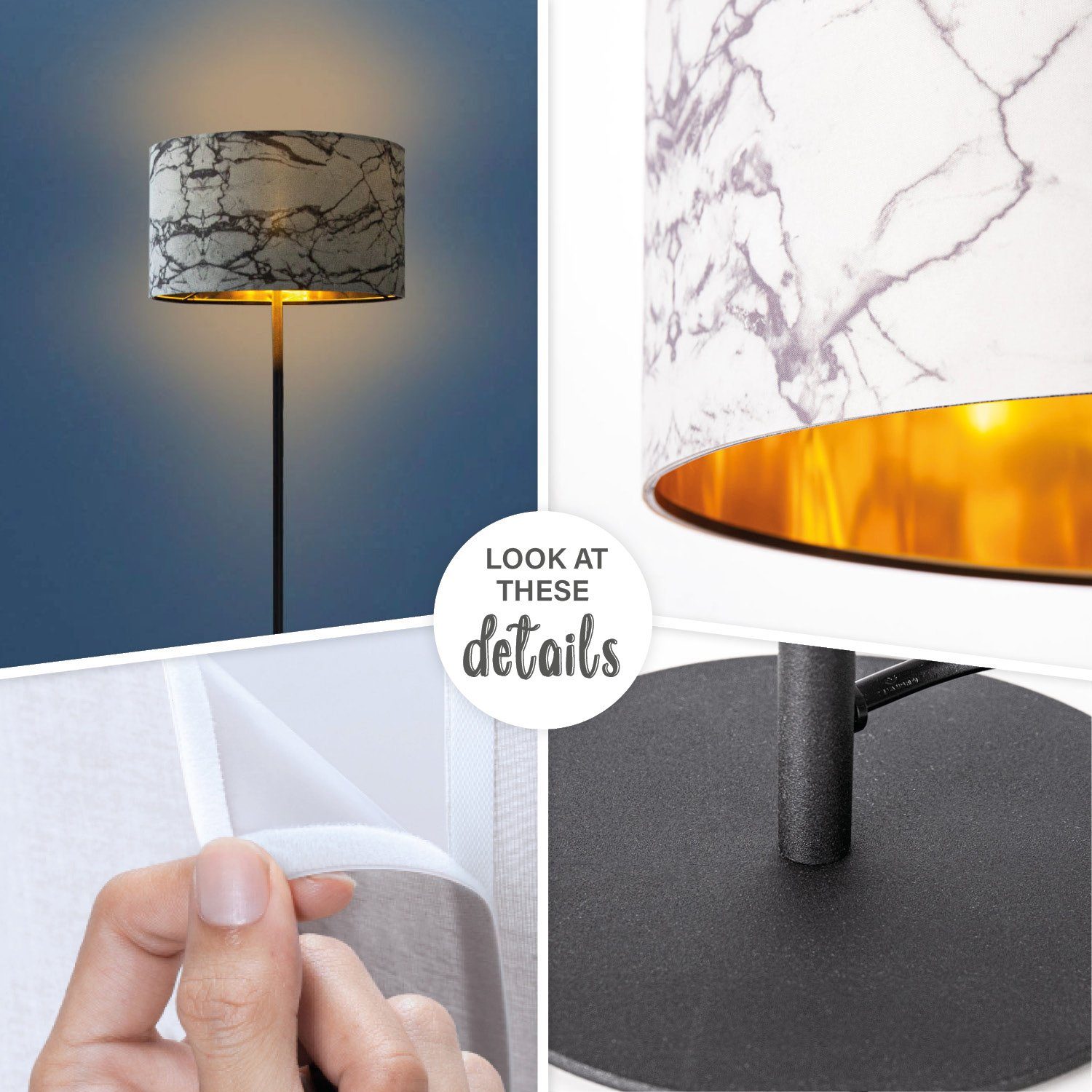 Paco Home Staande lamp Kracht 525 Woonkamer slaapkamer E27 marmer steen ontwerp grijs wit