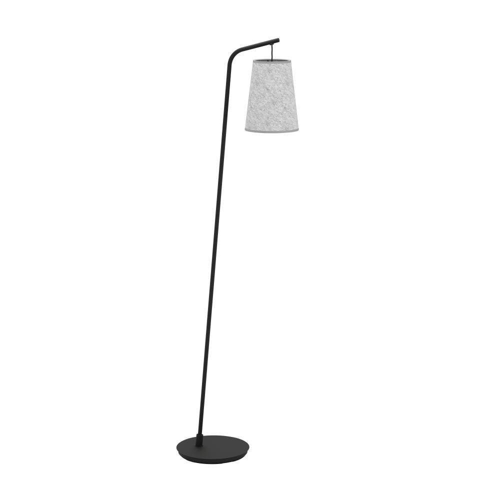 EGLO Staande lamp ALSAGER Vloerlamp, metaal in zwart, grijs vilt, E27 fitting, 170 cm (1 stuk)