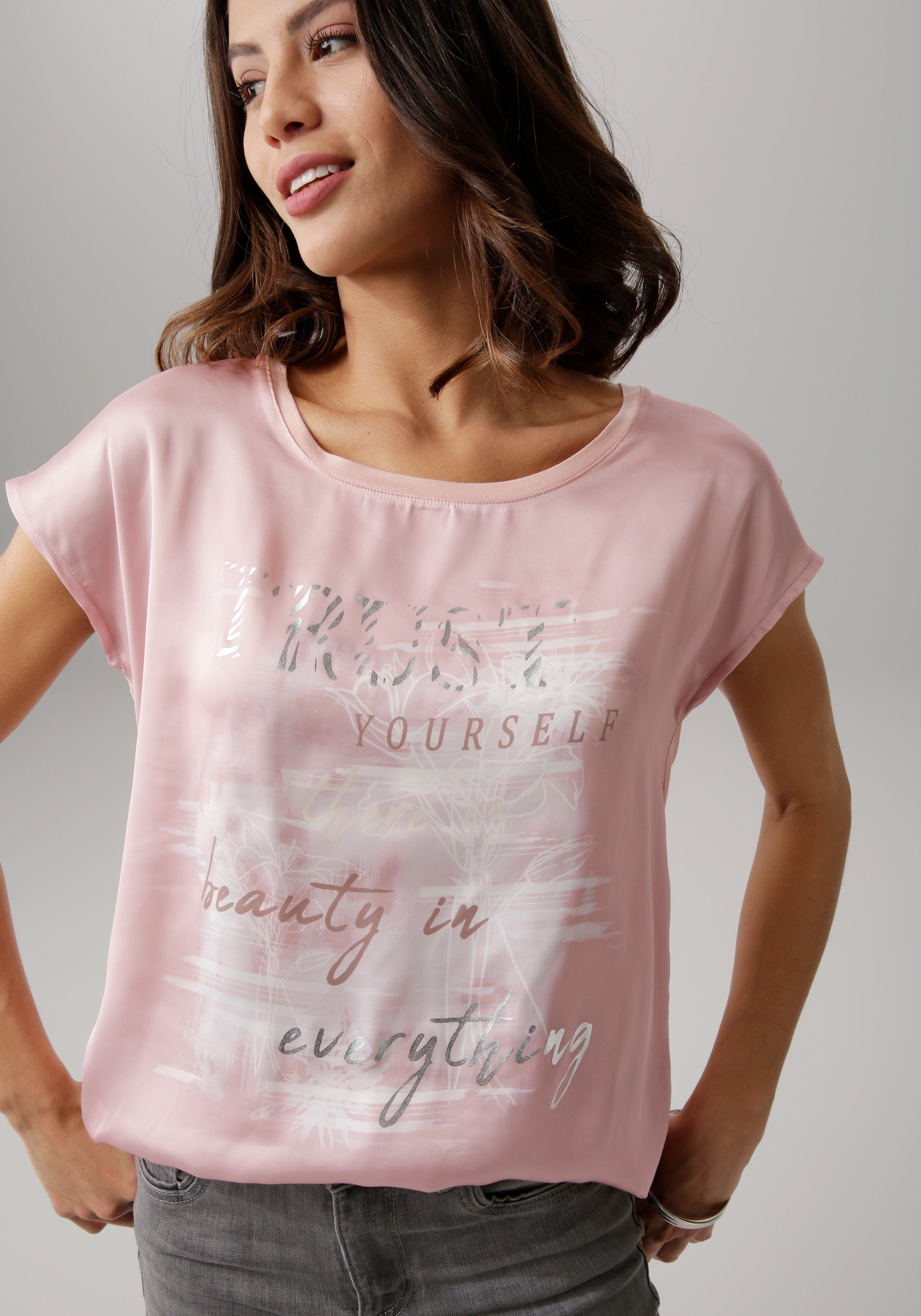 Laura Scott Shirtblouse van satijn met stijlvolle print